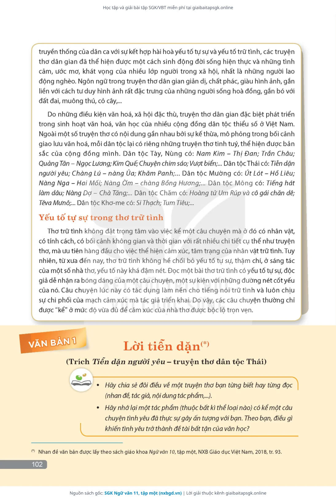 Trang 103 sách giáo khoa SGK Ngữ văn 11, tập một thu nhỏ