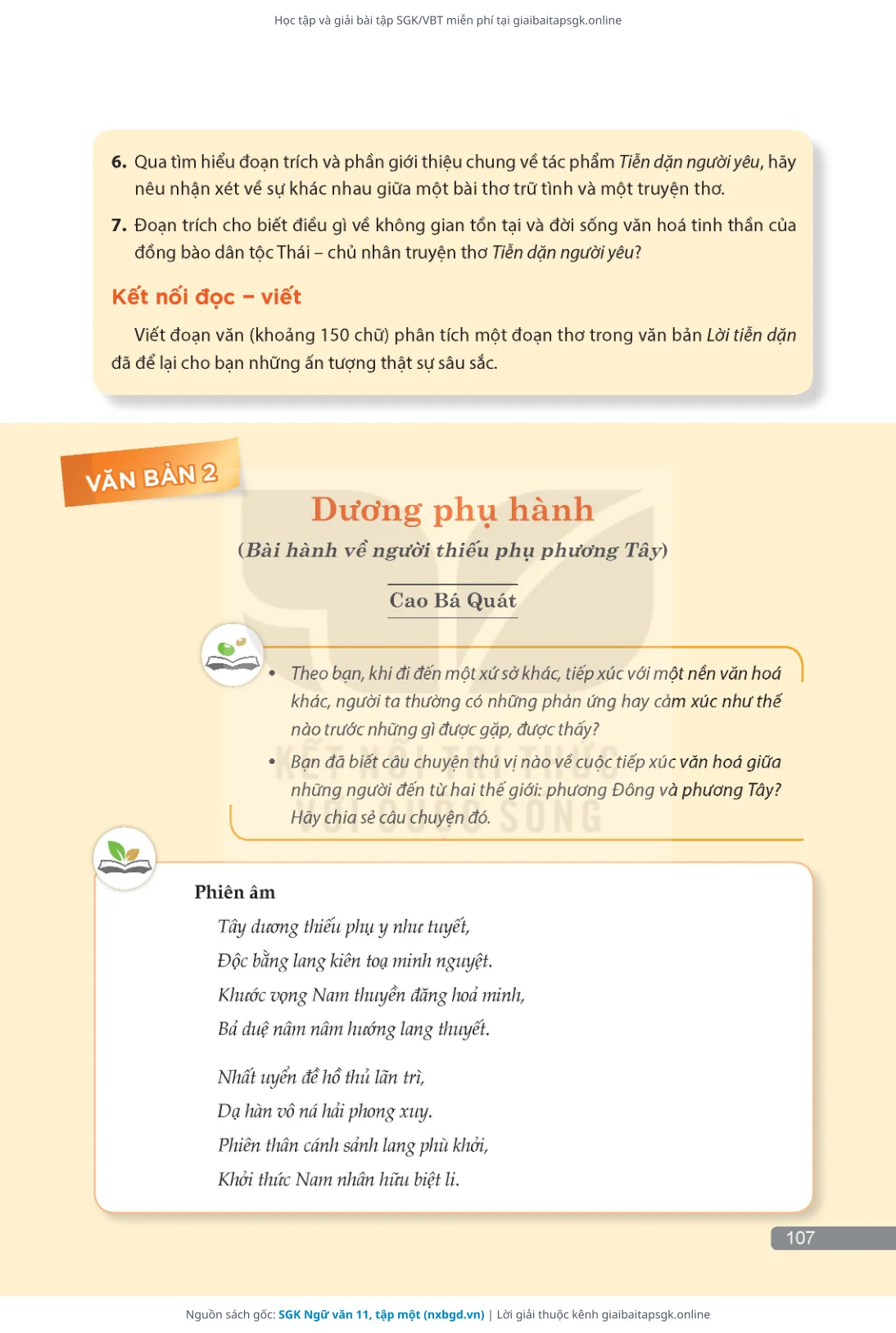 Trang 108 sách giáo khoa SGK Ngữ văn 11, tập một thu nhỏ