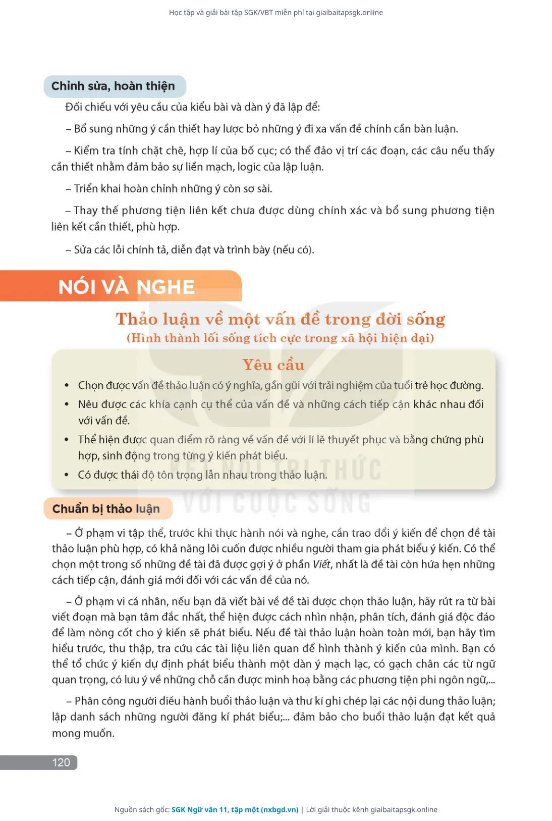 Trang 121 sách giáo khoa SGK Ngữ văn 11, tập một thu nhỏ