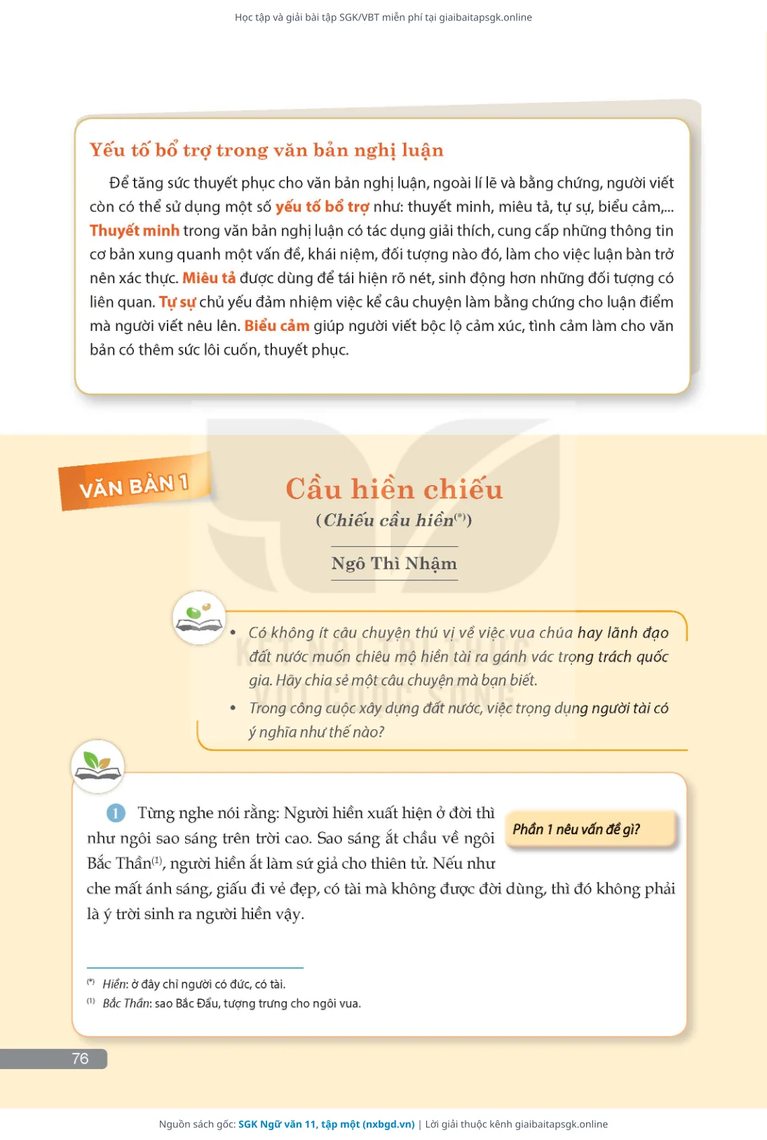 Trang 77 sách giáo khoa SGK Ngữ văn 11, tập một thu nhỏ
