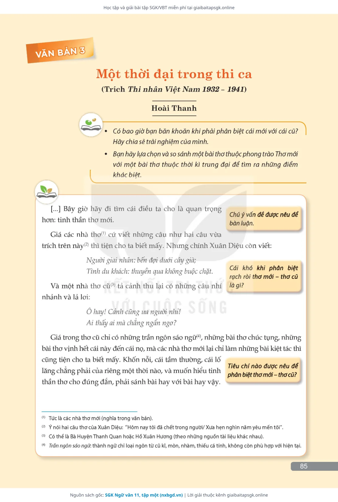 Trang 86 sách giáo khoa SGK Ngữ văn 11, tập một thu nhỏ