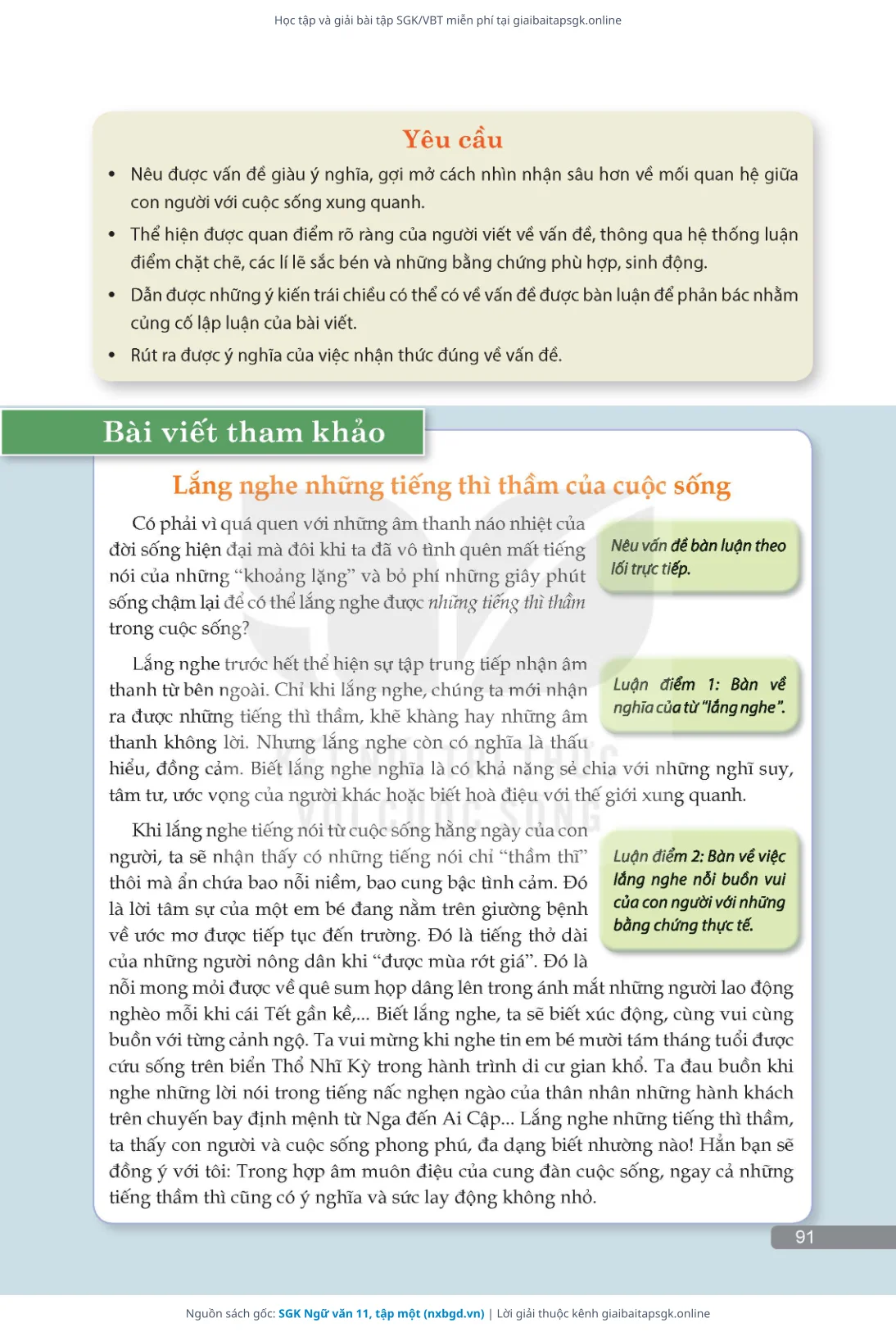 Trang 92 sách giáo khoa SGK Ngữ văn 11, tập một thu nhỏ