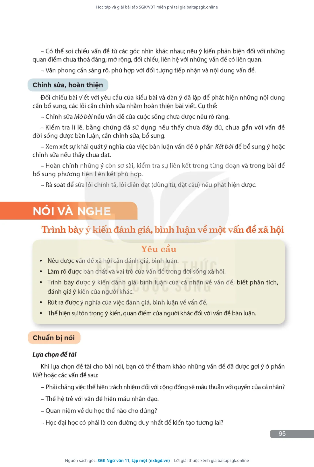 Trang 96 sách giáo khoa SGK Ngữ văn 11, tập một thu nhỏ