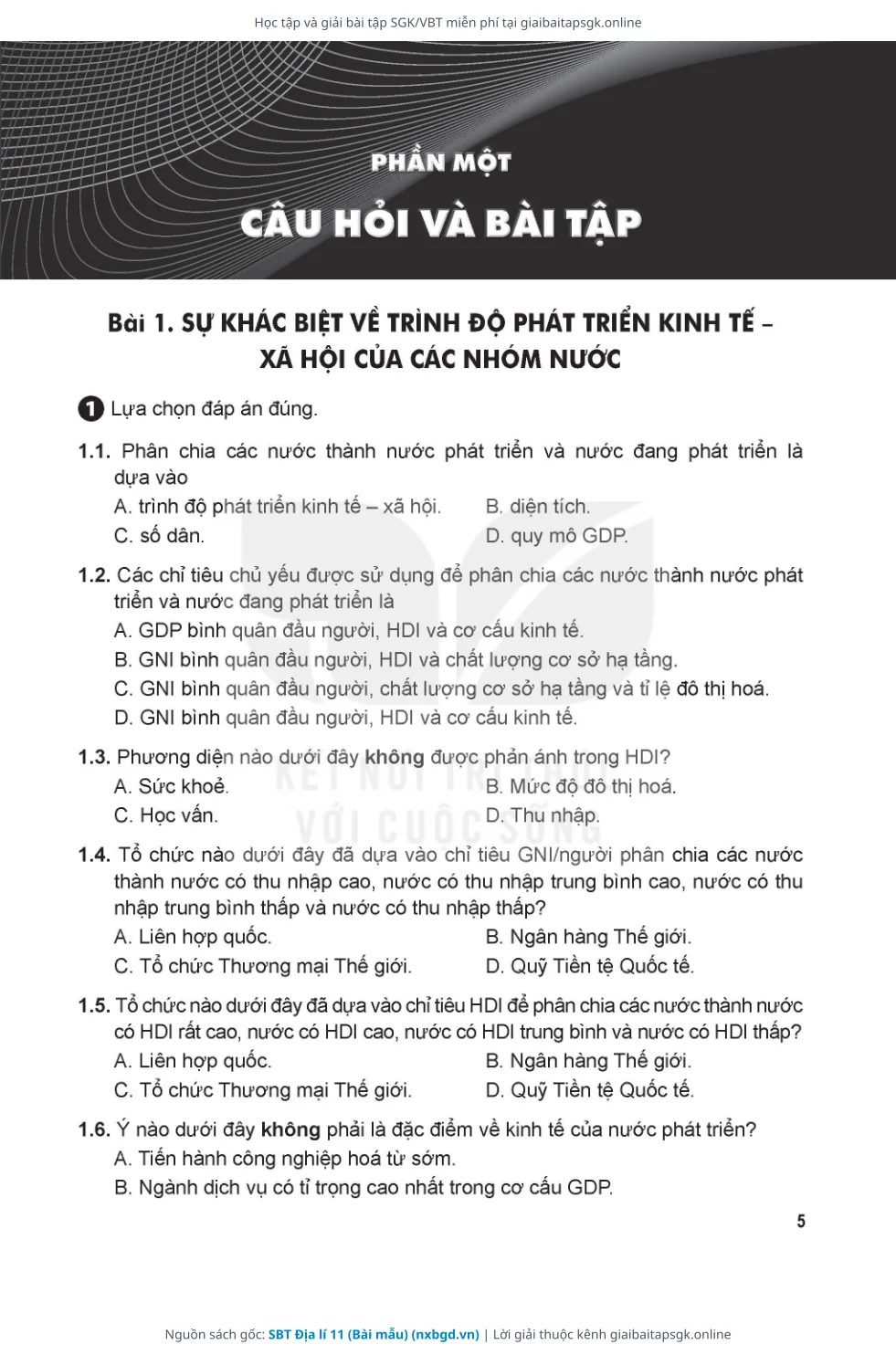 Trang 6 sách giáo khoa SBT Địa lí 11 (Bài mẫu) thu nhỏ