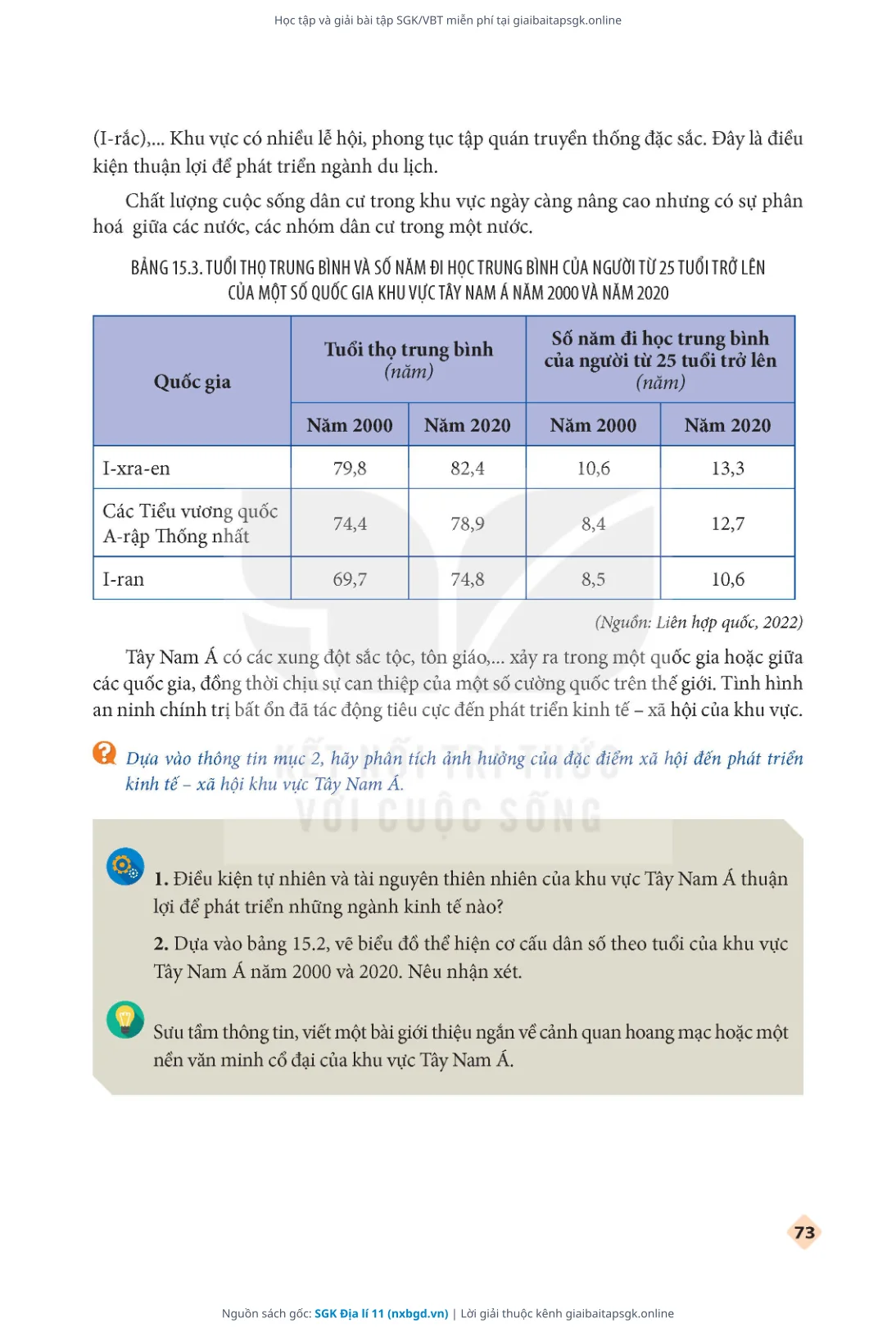 Trang 74 sách giáo khoa SGK Địa lí 11 thu nhỏ