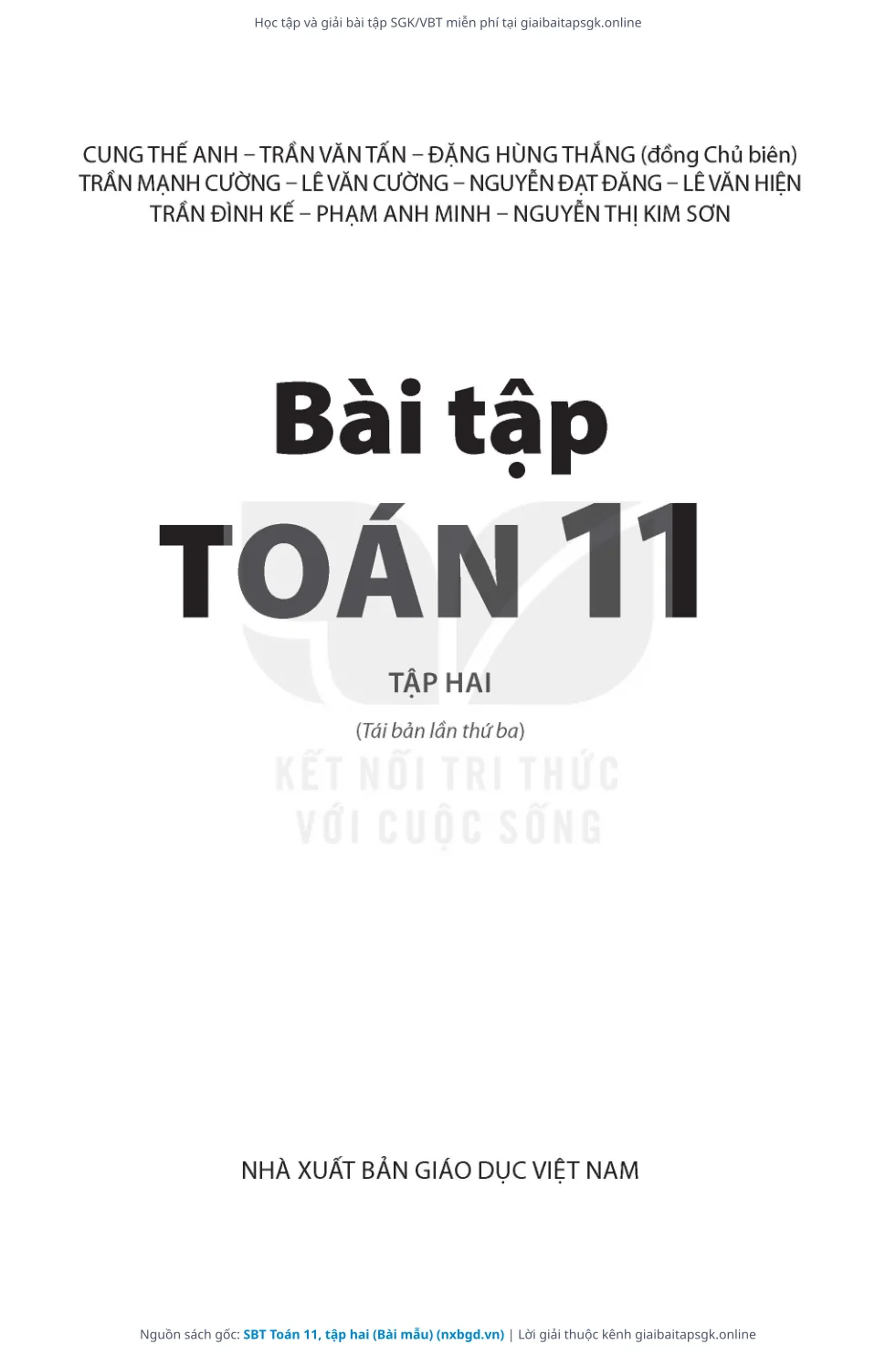 Trang 2 sách giáo khoa SBT Toán 11, tập hai (Bài mẫu) thu nhỏ