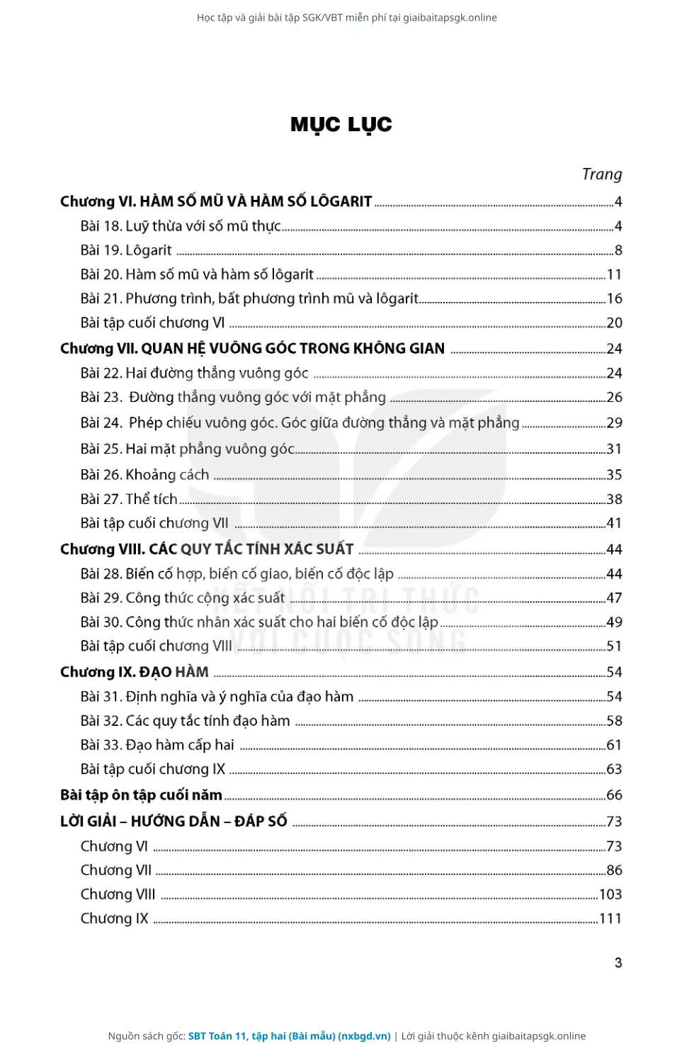 Trang 4 sách giáo khoa SBT Toán 11, tập hai (Bài mẫu) thu nhỏ