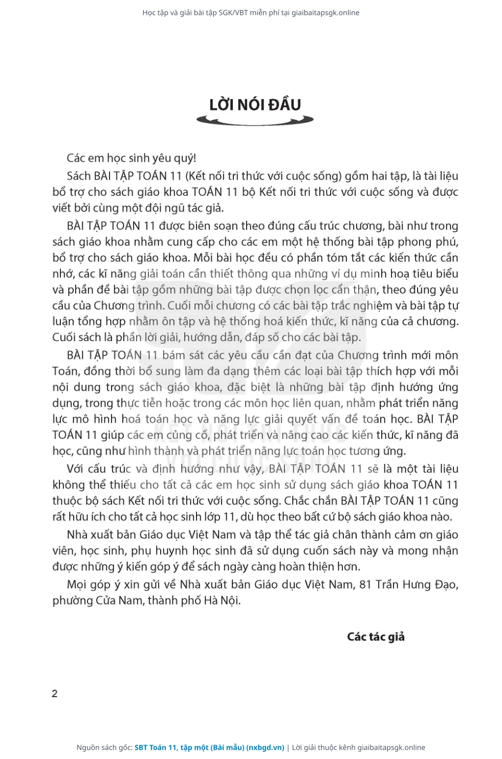 Trang 3 sách giáo khoa SBT Toán 11, tập một (Bài mẫu) thu nhỏ
