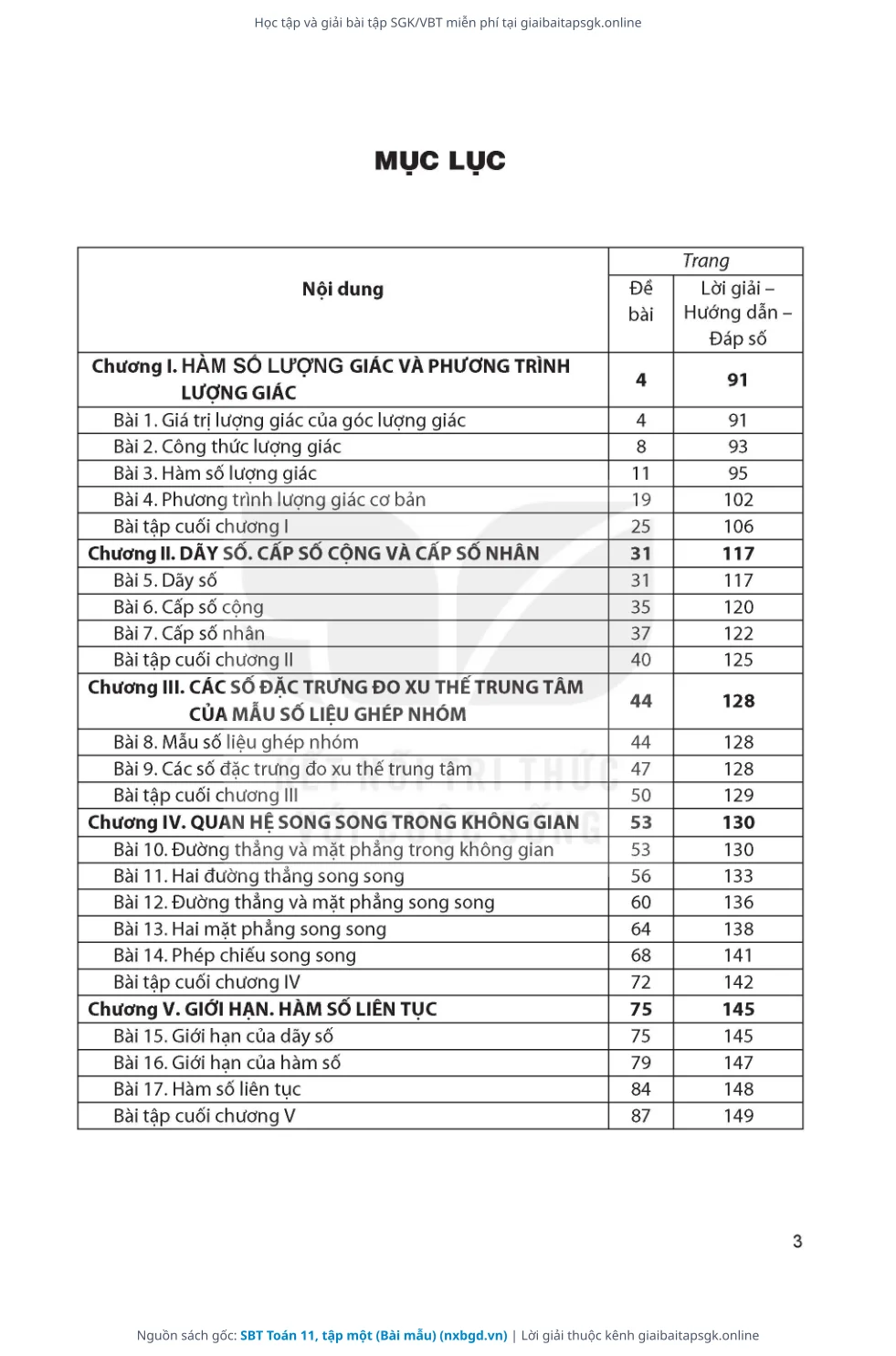 Trang 4 sách giáo khoa SBT Toán 11, tập một (Bài mẫu) thu nhỏ