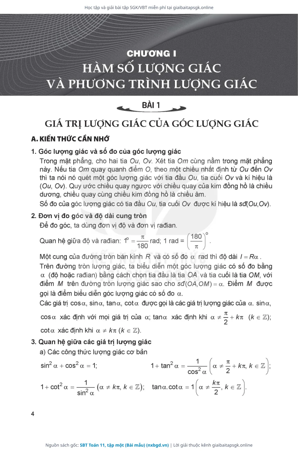 Trang 5 sách giáo khoa SBT Toán 11, tập một (Bài mẫu) thu nhỏ