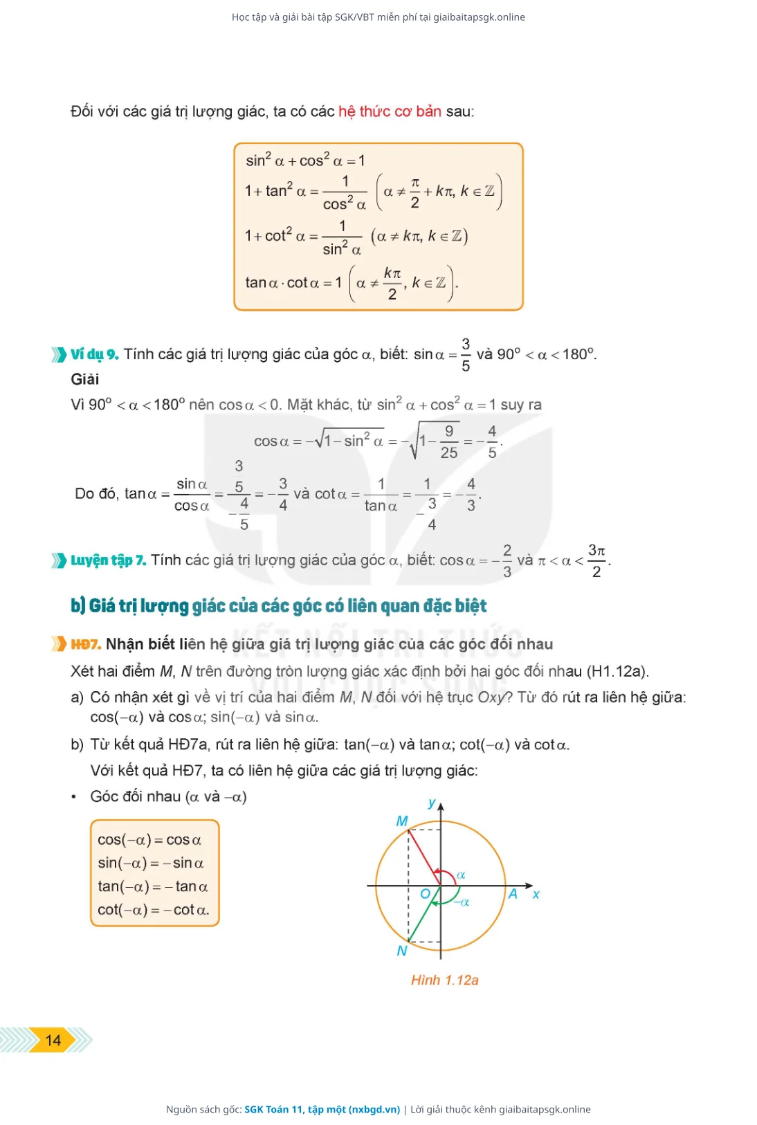 Trang 11 sách giáo khoa SGK Toán 11, tập một bản chuẩn