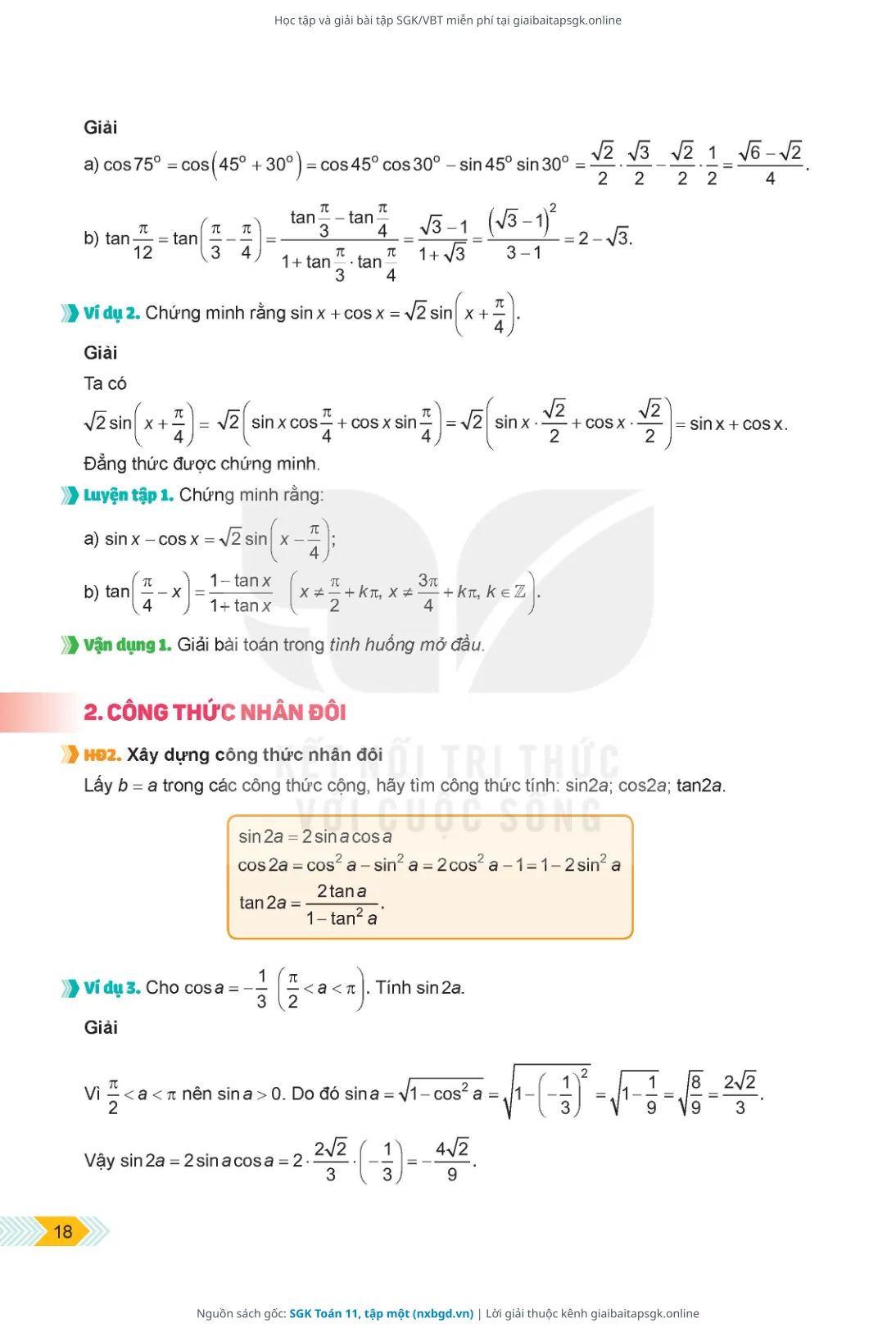 Trang 15 sách giáo khoa SGK Toán 11, tập một bản chuẩn