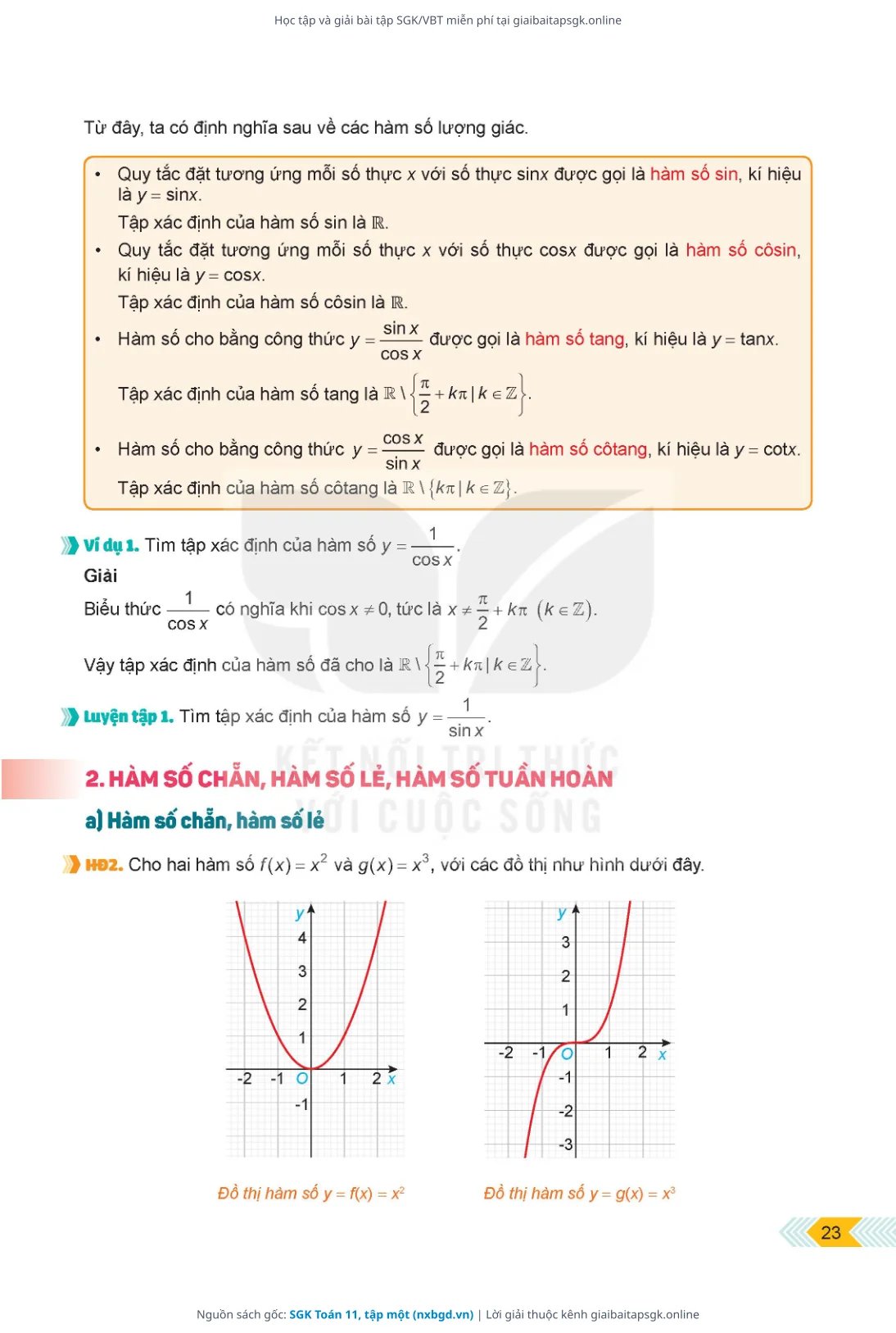 Trang 20 sách giáo khoa SGK Toán 11, tập một bản chuẩn