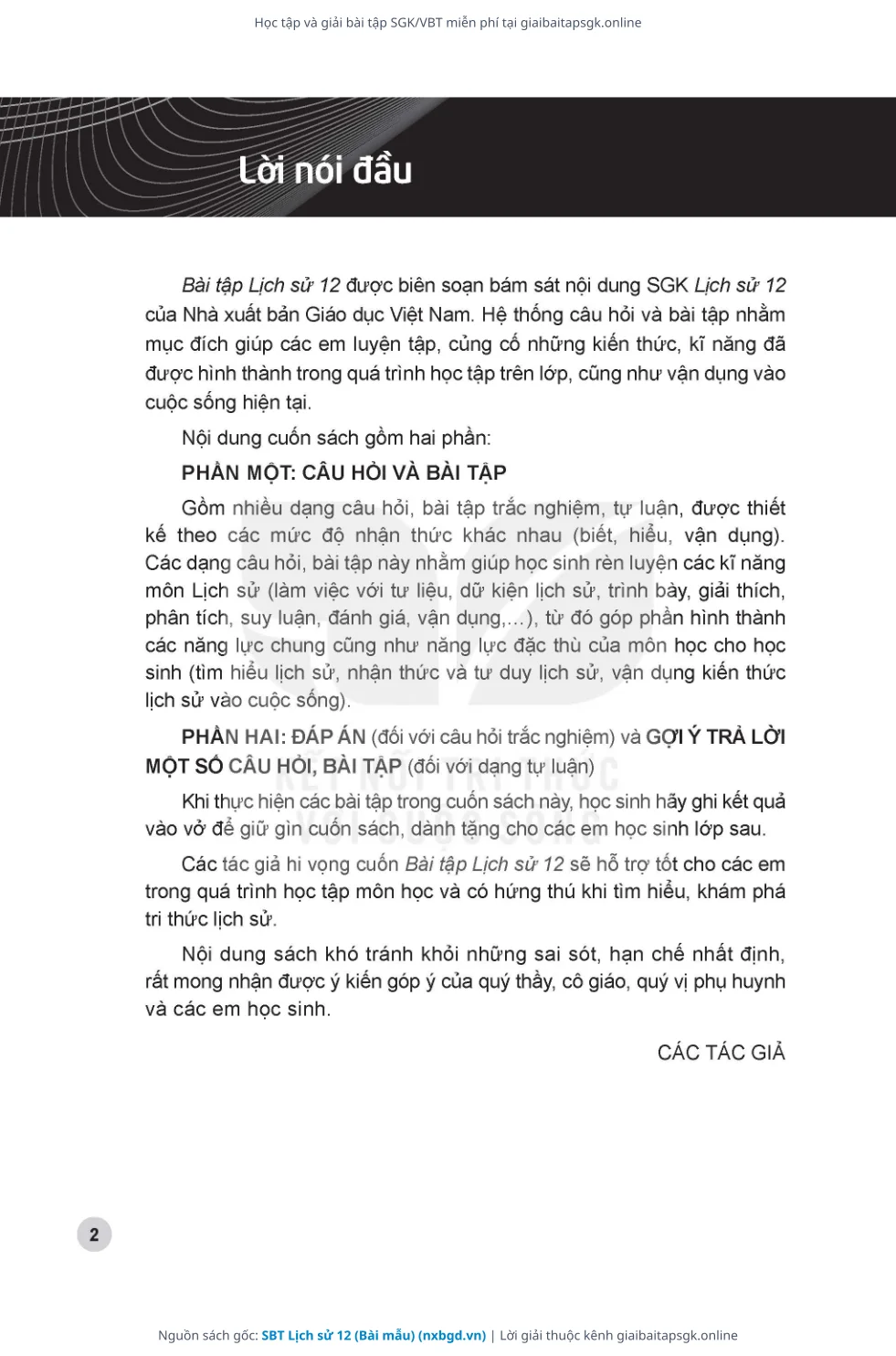 Trang 3 sách giáo khoa SBT Lịch sử 12 (Bài mẫu) thu nhỏ