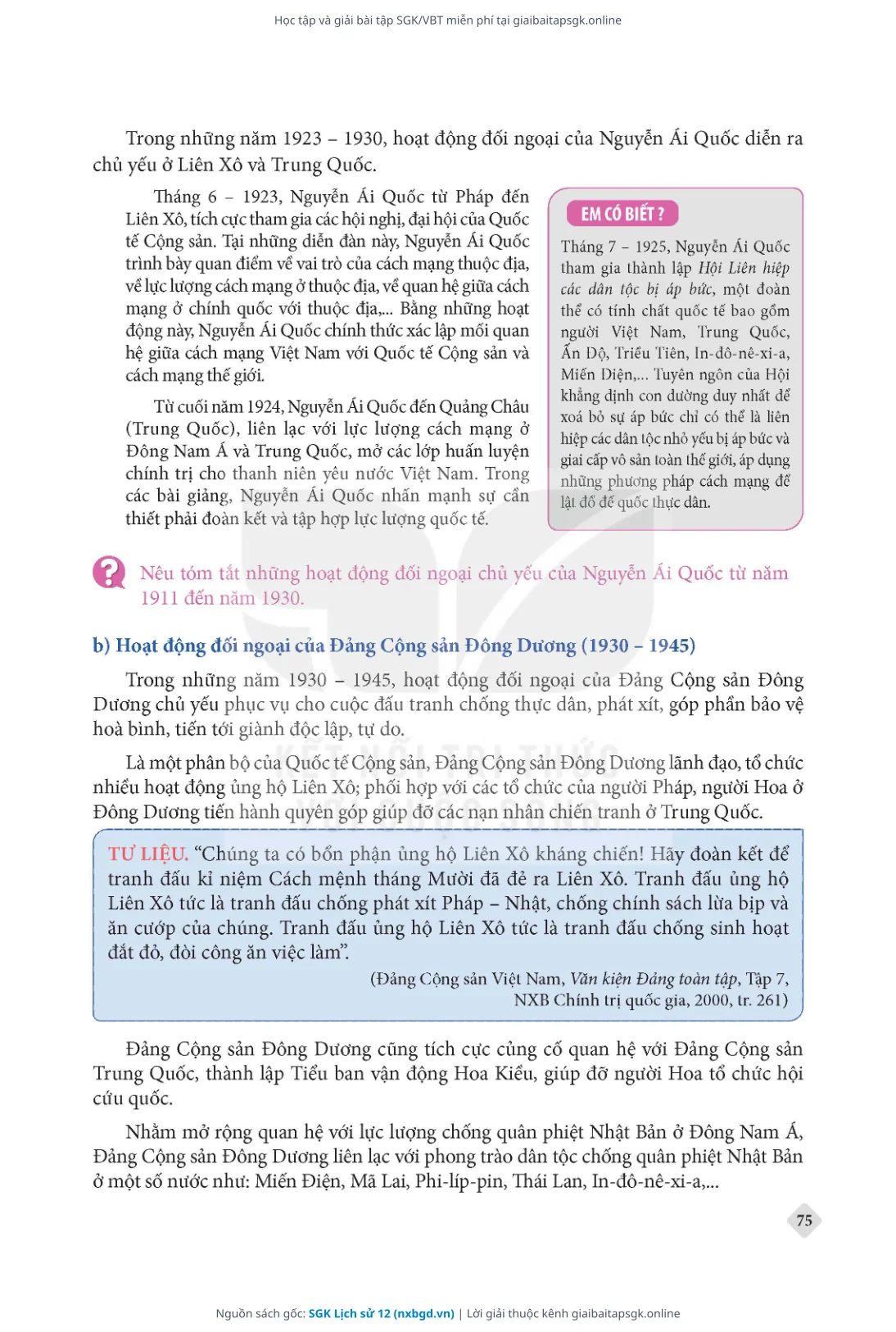 Trang 76 sách giáo khoa SGK Lịch sử 12 thu nhỏ
