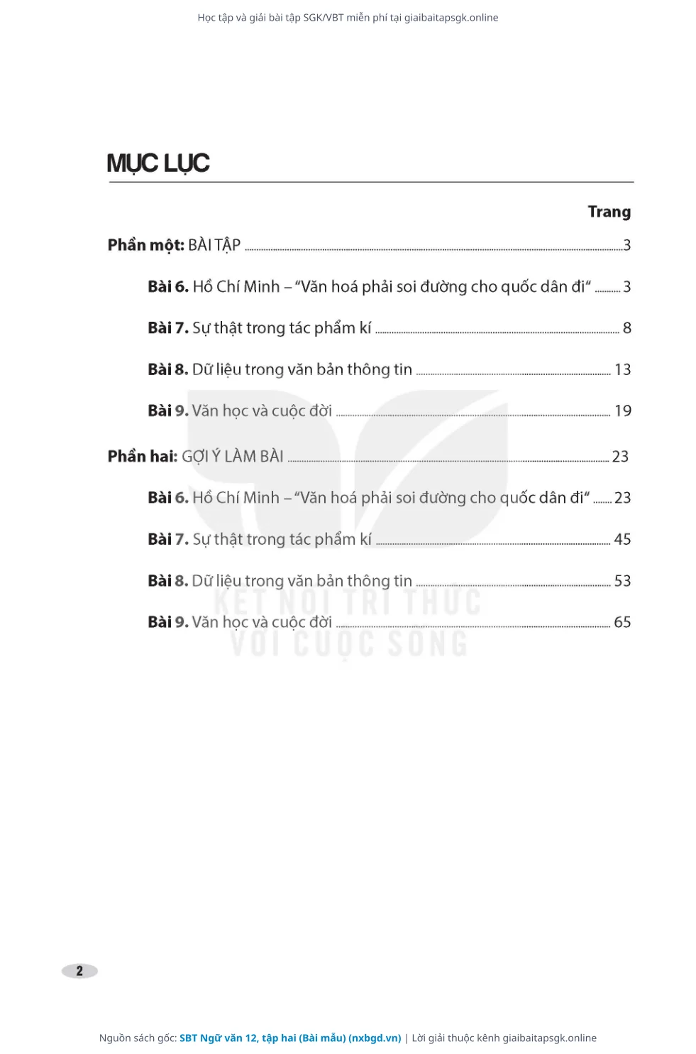 Trang 3 sách giáo khoa SBT Ngữ văn 12, tập hai (Bài mẫu) thu nhỏ