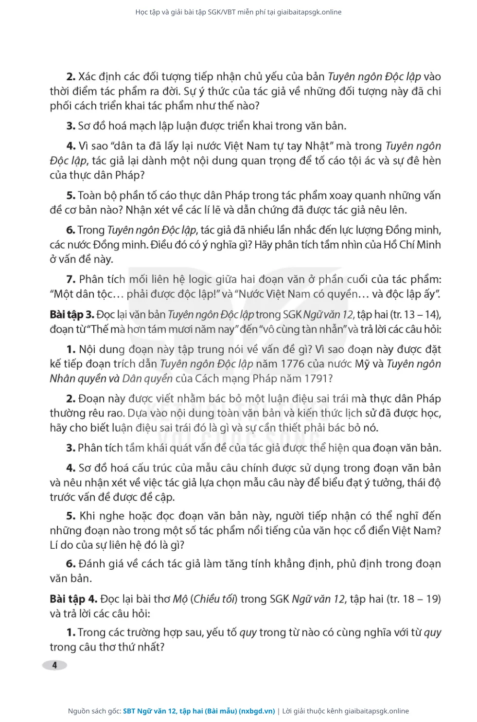 Trang 5 sách giáo khoa SBT Ngữ văn 12, tập hai (Bài mẫu) thu nhỏ