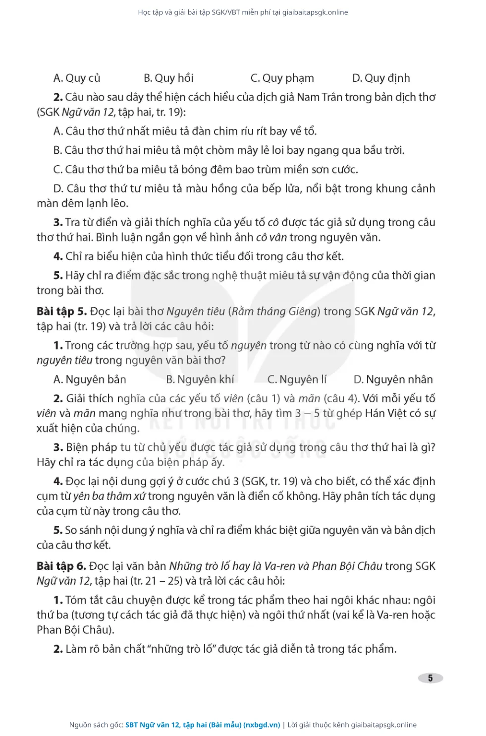 Trang 6 sách giáo khoa SBT Ngữ văn 12, tập hai (Bài mẫu) thu nhỏ