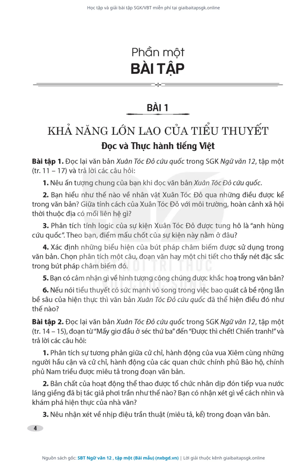 Trang 5 sách giáo khoa SBT Ngữ văn 12 , tập một (Bài mẫu) thu nhỏ