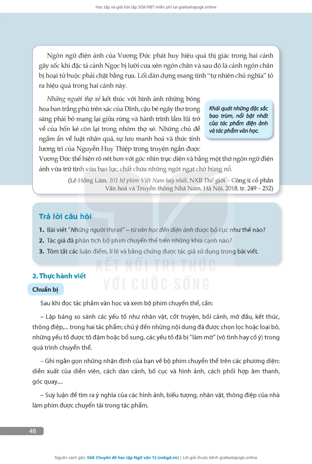 Trang 49 sách giáo khoa SGK Chuyên đề học tập Ngữ văn 12 thu nhỏ