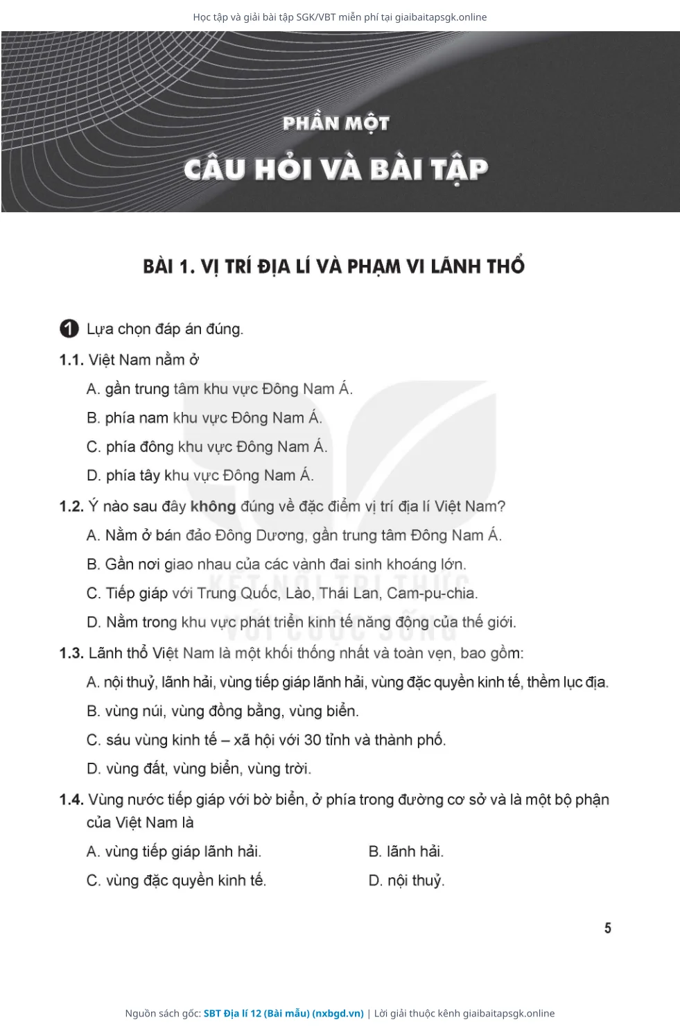 Trang 6 sách giáo khoa SBT Địa lí 12 (Bài mẫu) thu nhỏ