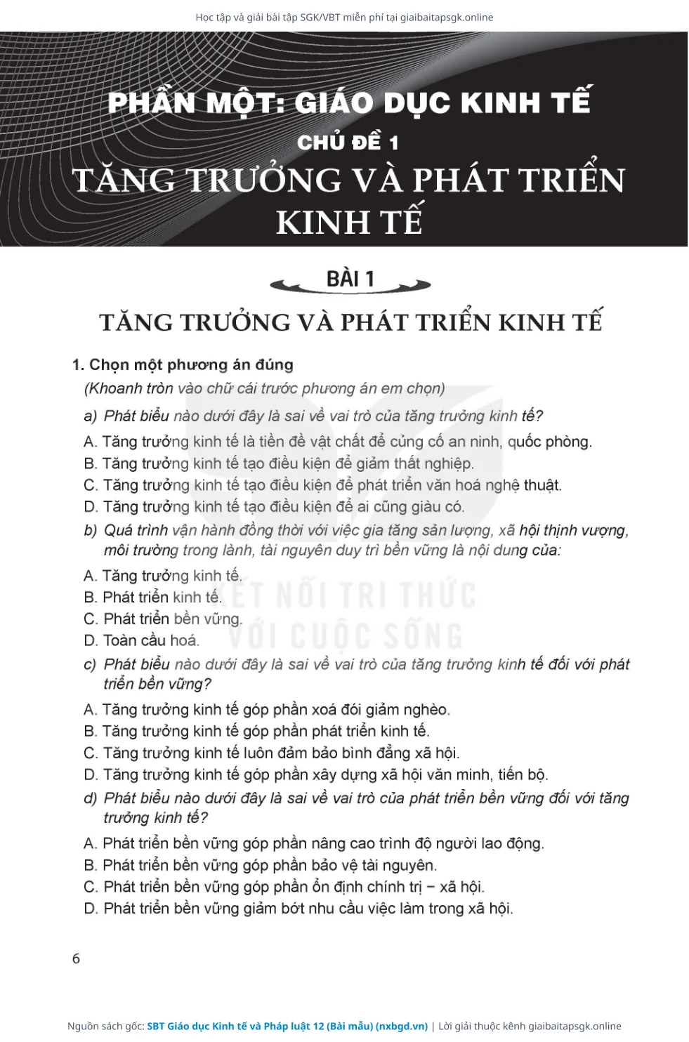 Trang 7 sách giáo khoa SBT Giáo dục Kinh tế và Pháp luật 12 (Bài mẫu) thu nhỏ