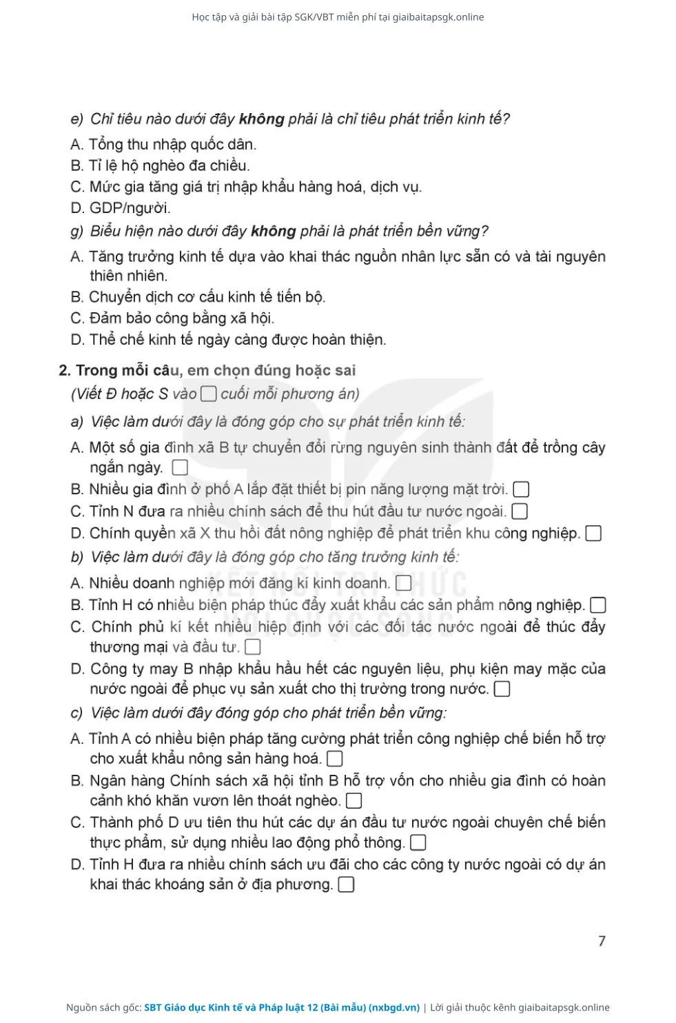 Trang 8 sách giáo khoa SBT Giáo dục Kinh tế và Pháp luật 12 (Bài mẫu) thu nhỏ