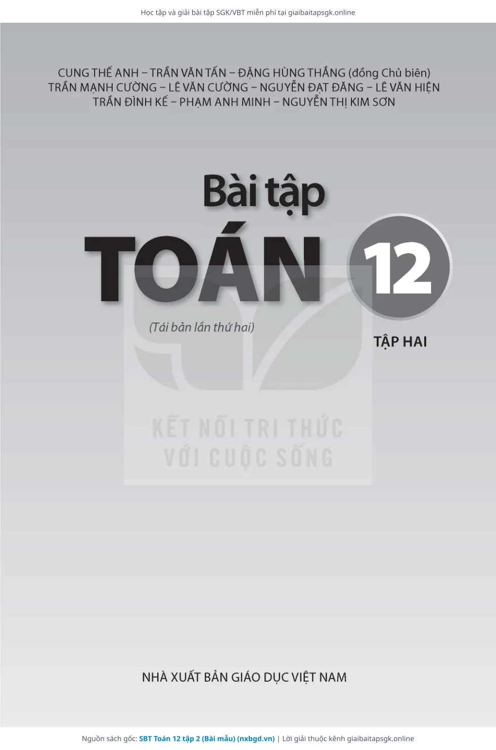 Trang 2 sách giáo khoa SBT Toán 12 tập 2 (Bài mẫu) thu nhỏ