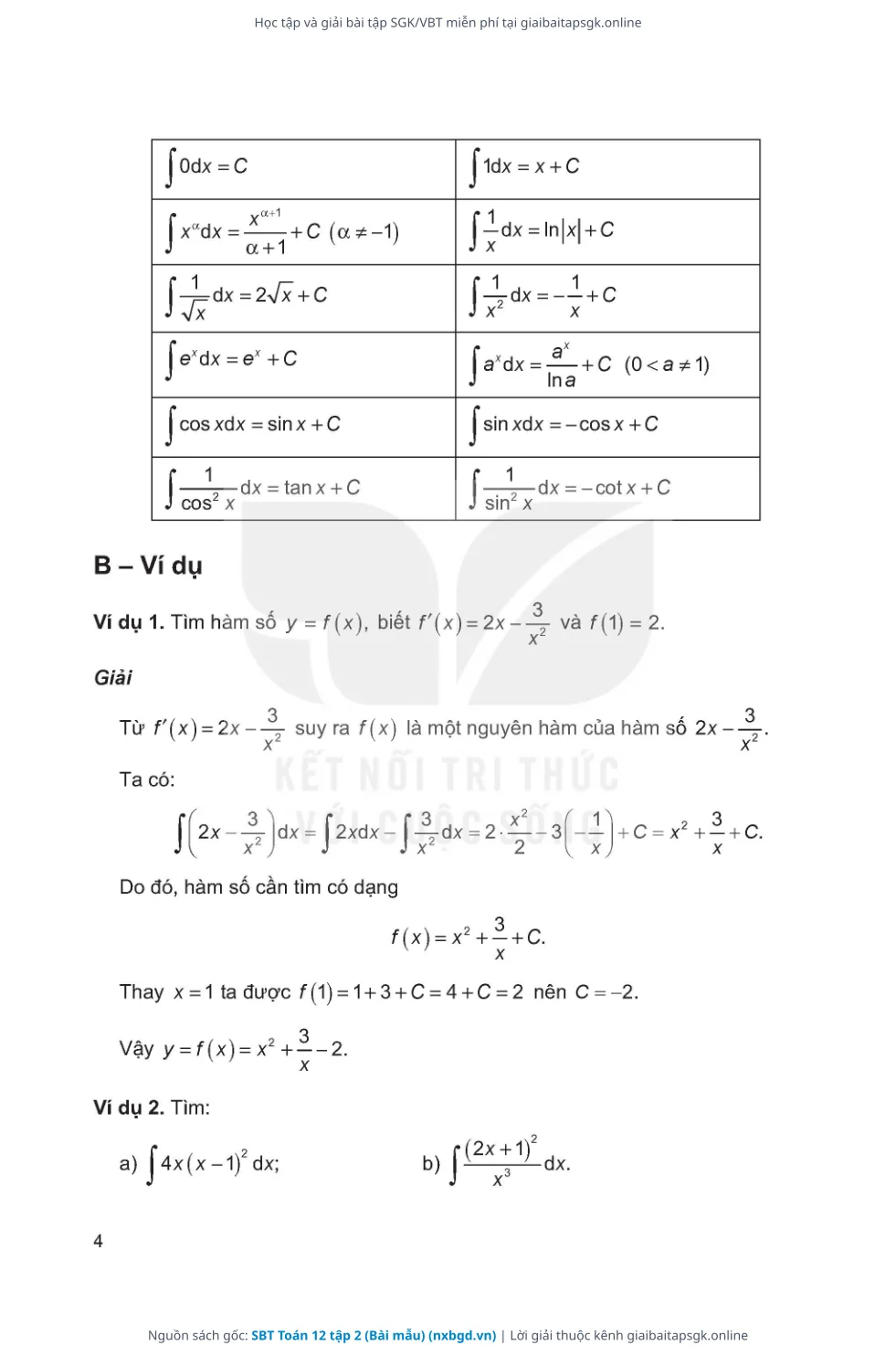 Trang 5 sách giáo khoa SBT Toán 12 tập 2 (Bài mẫu) thu nhỏ