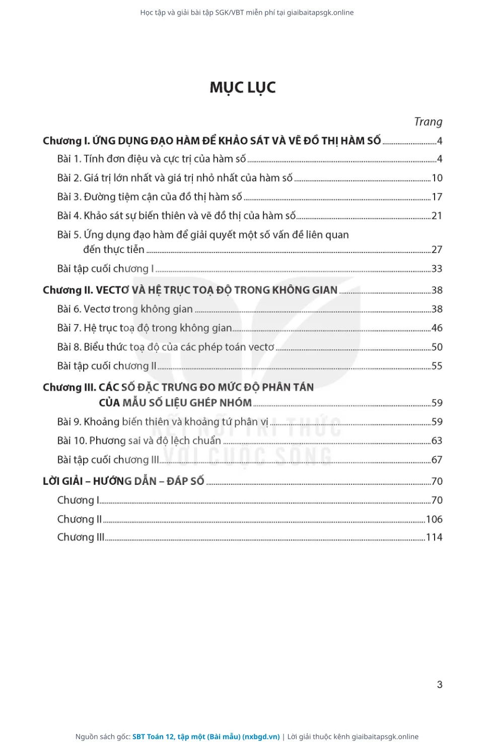 Trang 4 sách giáo khoa SBT Toán 12, tập một (Bài mẫu) thu nhỏ