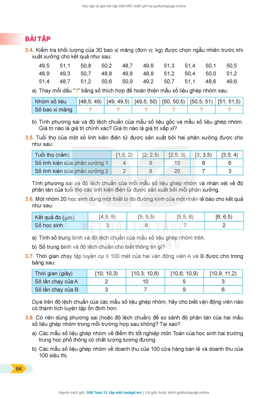 Trang 84 sách giáo khoa SGK Toán 12, tập một bản chuẩn