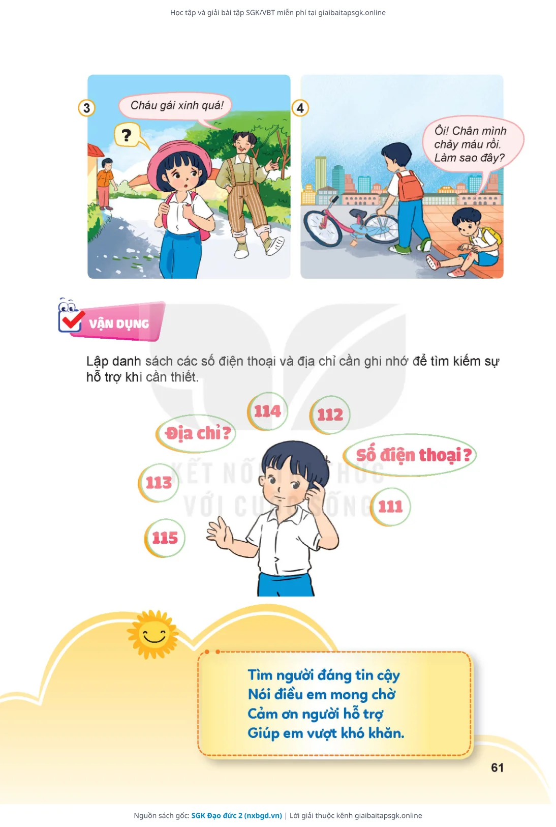 Trang 62 sách giáo khoa SGK Đạo đức 2 bản chuẩn