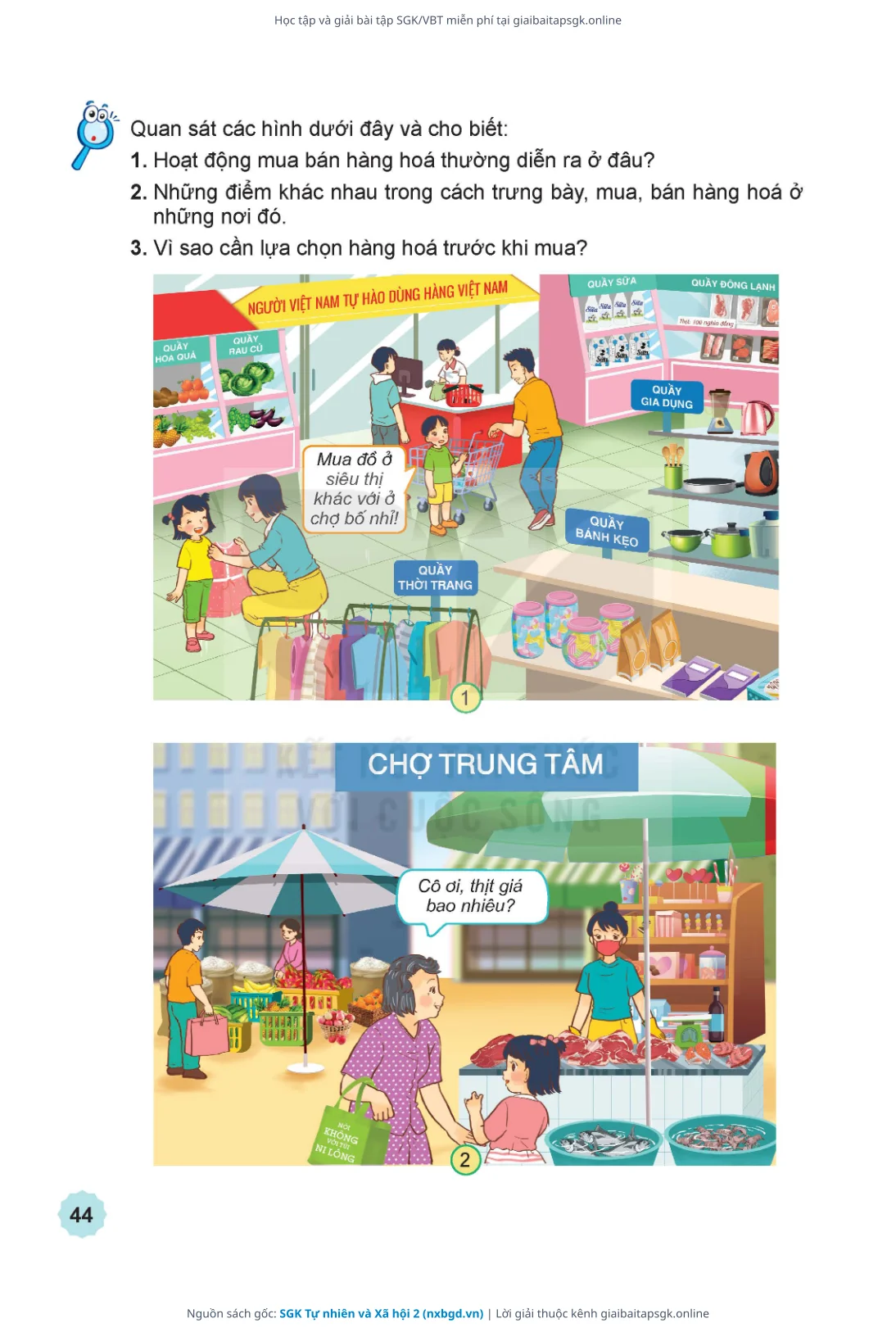 Trang 45 sách giáo khoa SGK Tự nhiên và Xã hội 2 thu nhỏ