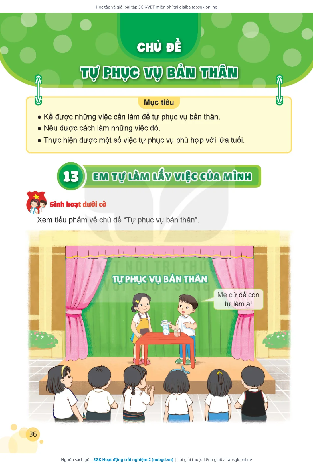 Trang 36 sách giáo khoa SGK Hoạt động trải nghiệm 2 bản chuẩn