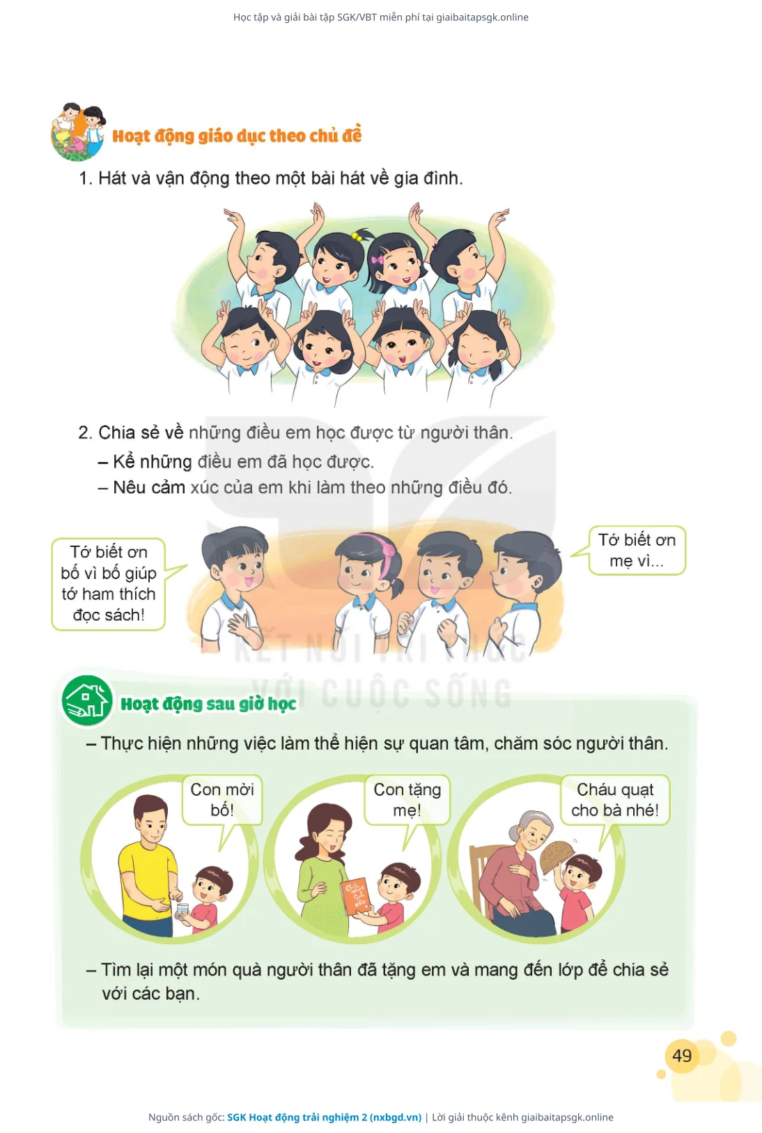Trang 50 sách giáo khoa SGK Hoạt động trải nghiệm 2 thu nhỏ