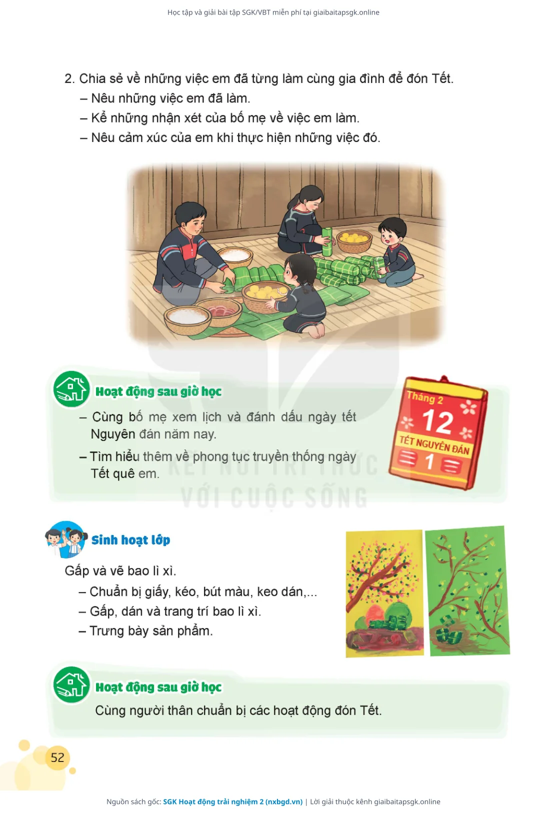 Trang 52 sách giáo khoa SGK Hoạt động trải nghiệm 2 thu nhỏ