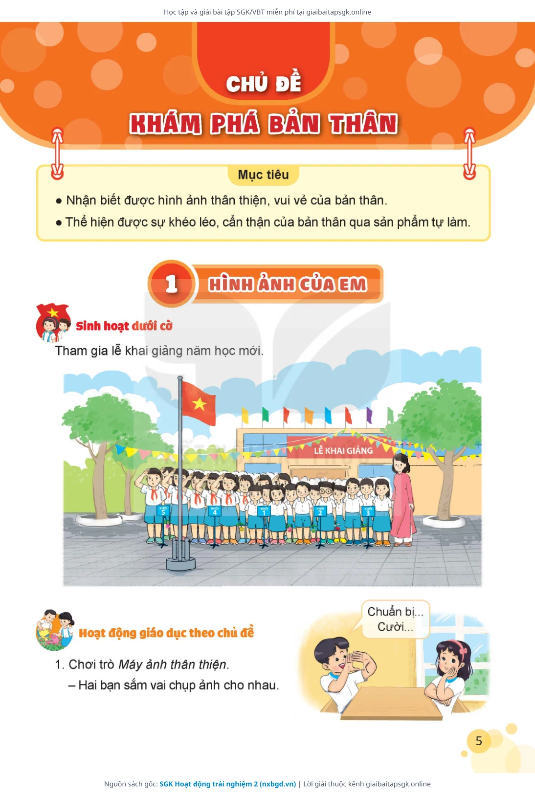 Trang 5 sách giáo khoa SGK Hoạt động trải nghiệm 2 bản chuẩn
