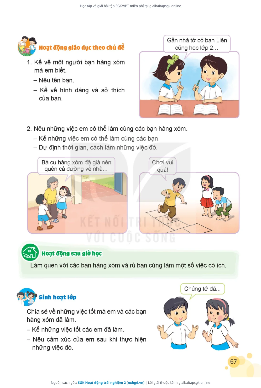 Trang 67 sách giáo khoa SGK Hoạt động trải nghiệm 2 thu nhỏ