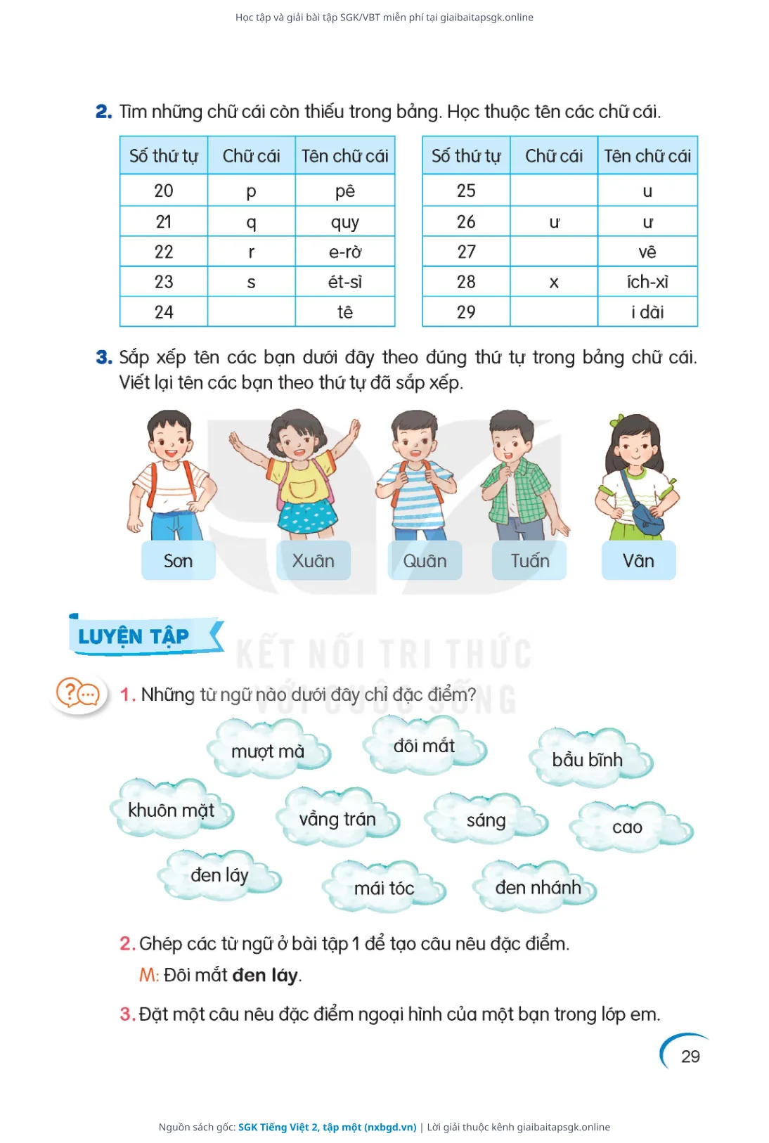 Trang 29 sách giáo khoa SGK Tiếng Việt 2, tập một bản chuẩn