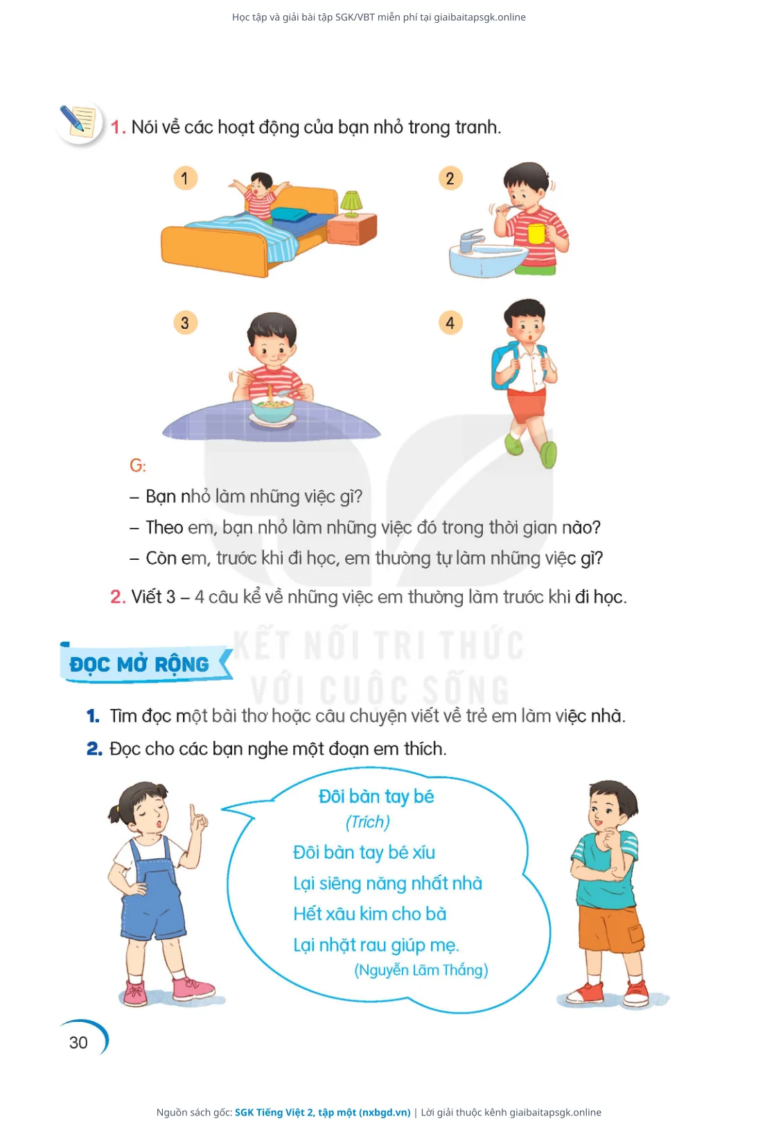 Trang 30 sách giáo khoa SGK Tiếng Việt 2, tập một thu nhỏ