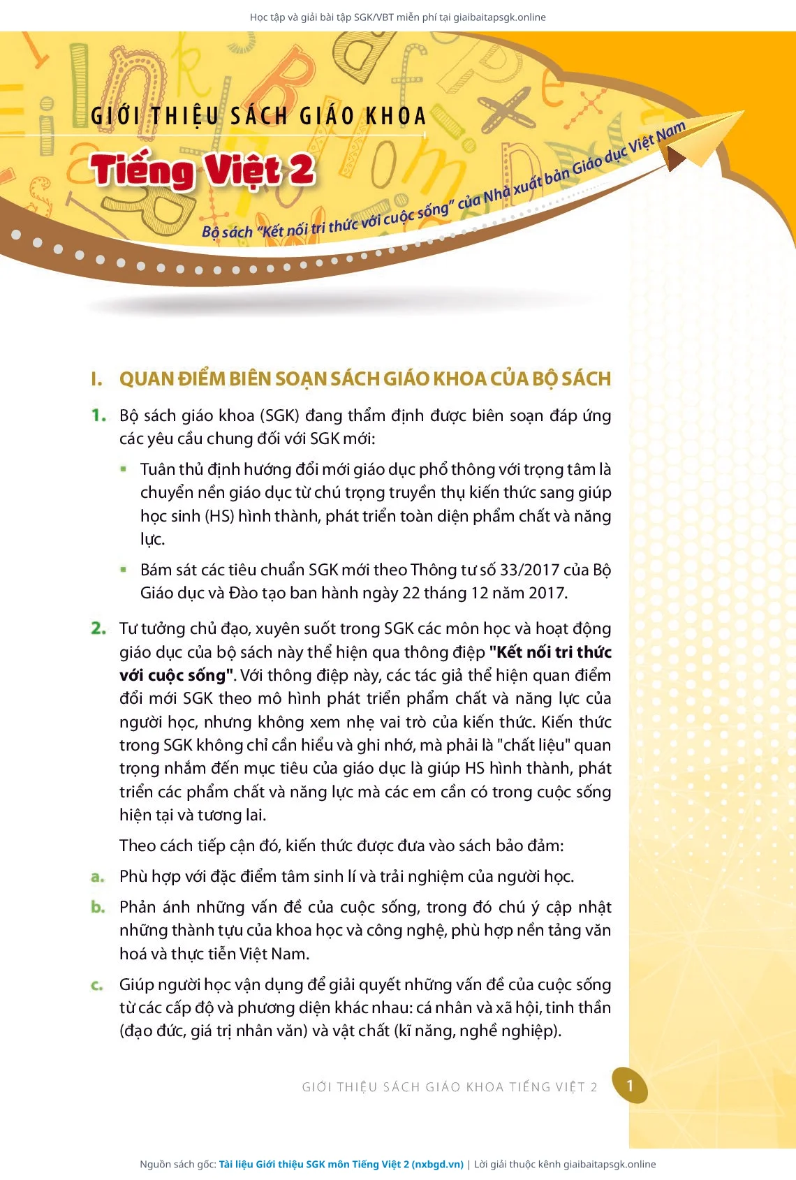 Trang 2 sách giáo khoa Tài liệu Giới thiệu SGK môn Tiếng Việt 2 thu nhỏ