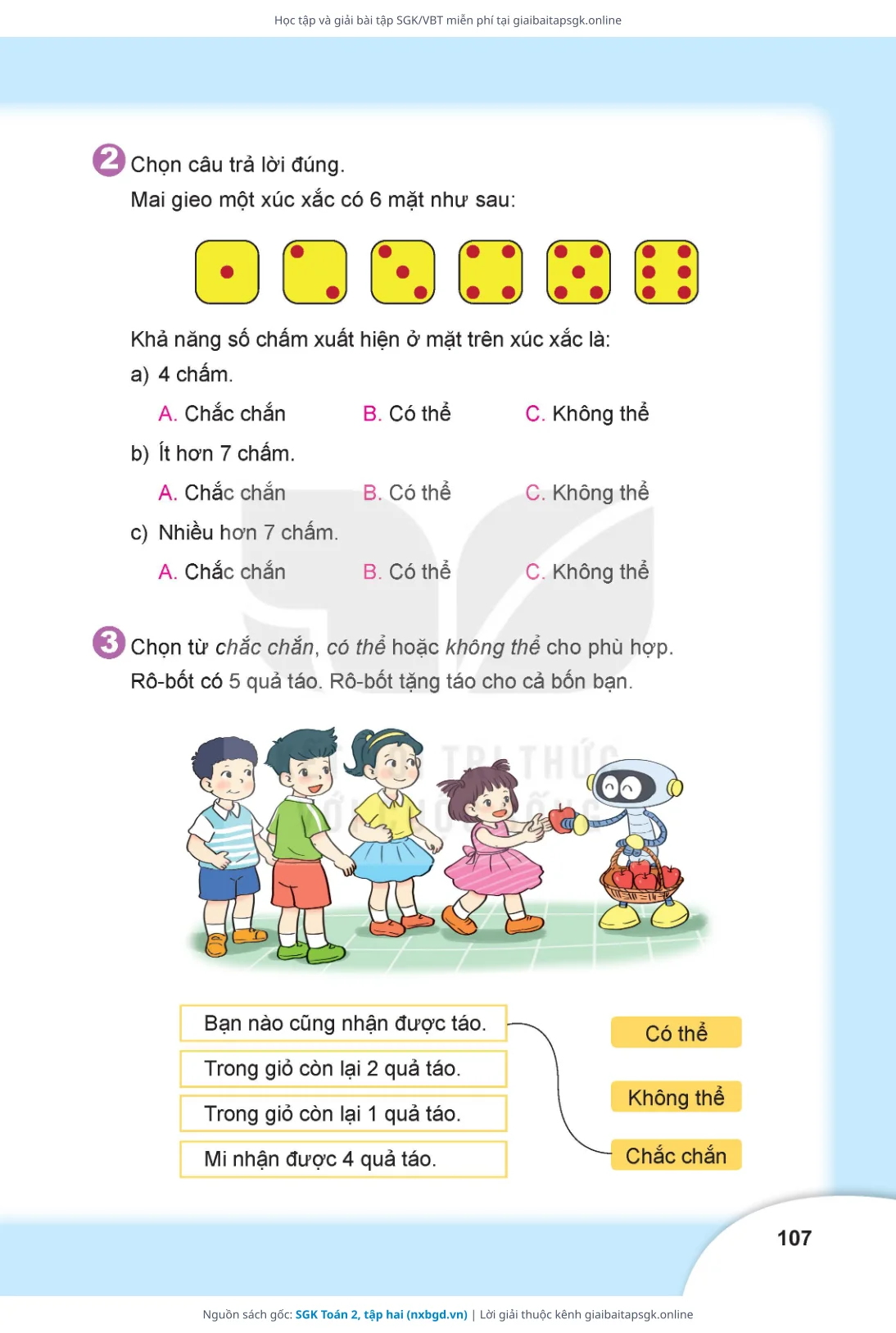 Trang 105 sách giáo khoa SGK Toán 2, tập hai bản chuẩn