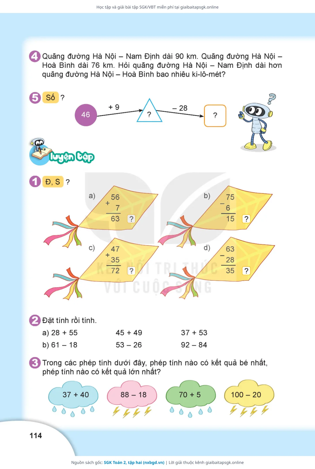 Trang 112 sách giáo khoa SGK Toán 2, tập hai bản chuẩn