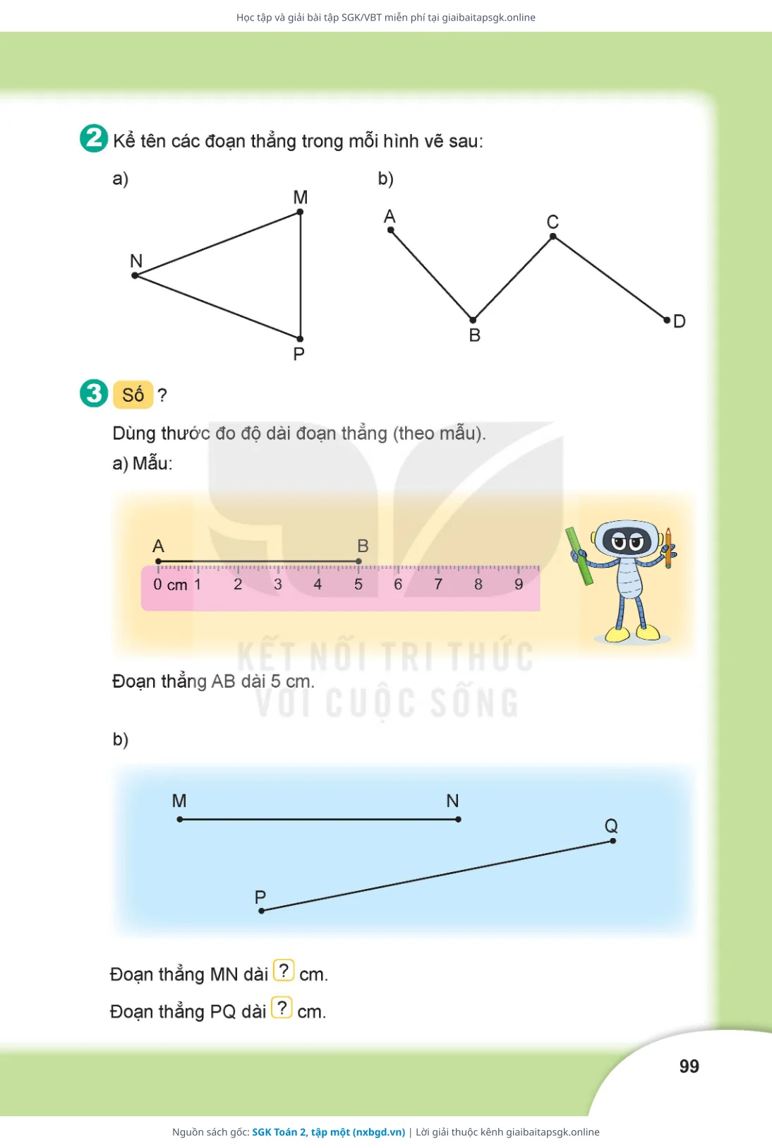 Trang 99 sách giáo khoa SGK Toán 2, tập một bản chuẩn