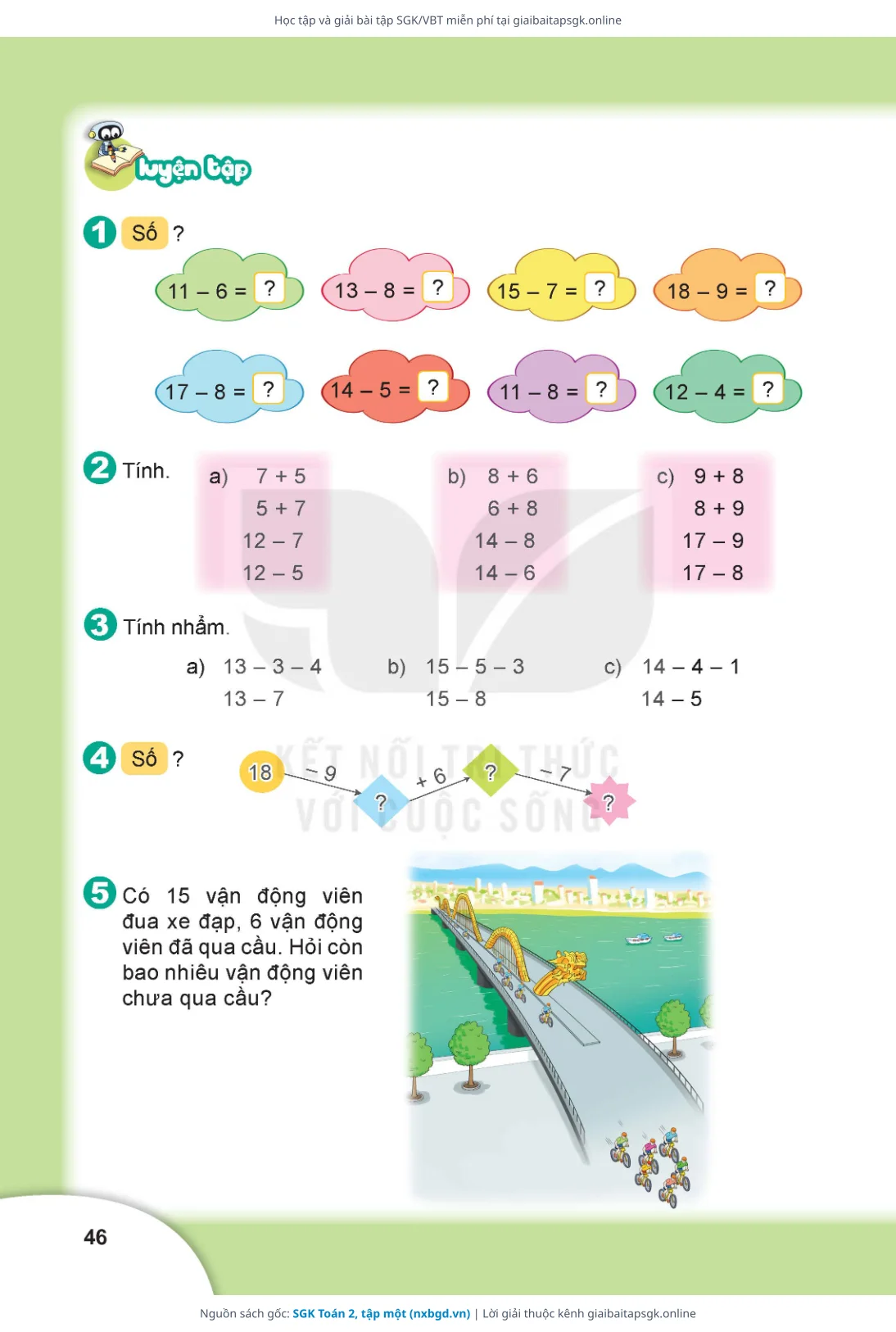 Trang 46 sách giáo khoa SGK Toán 2, tập một thu nhỏ