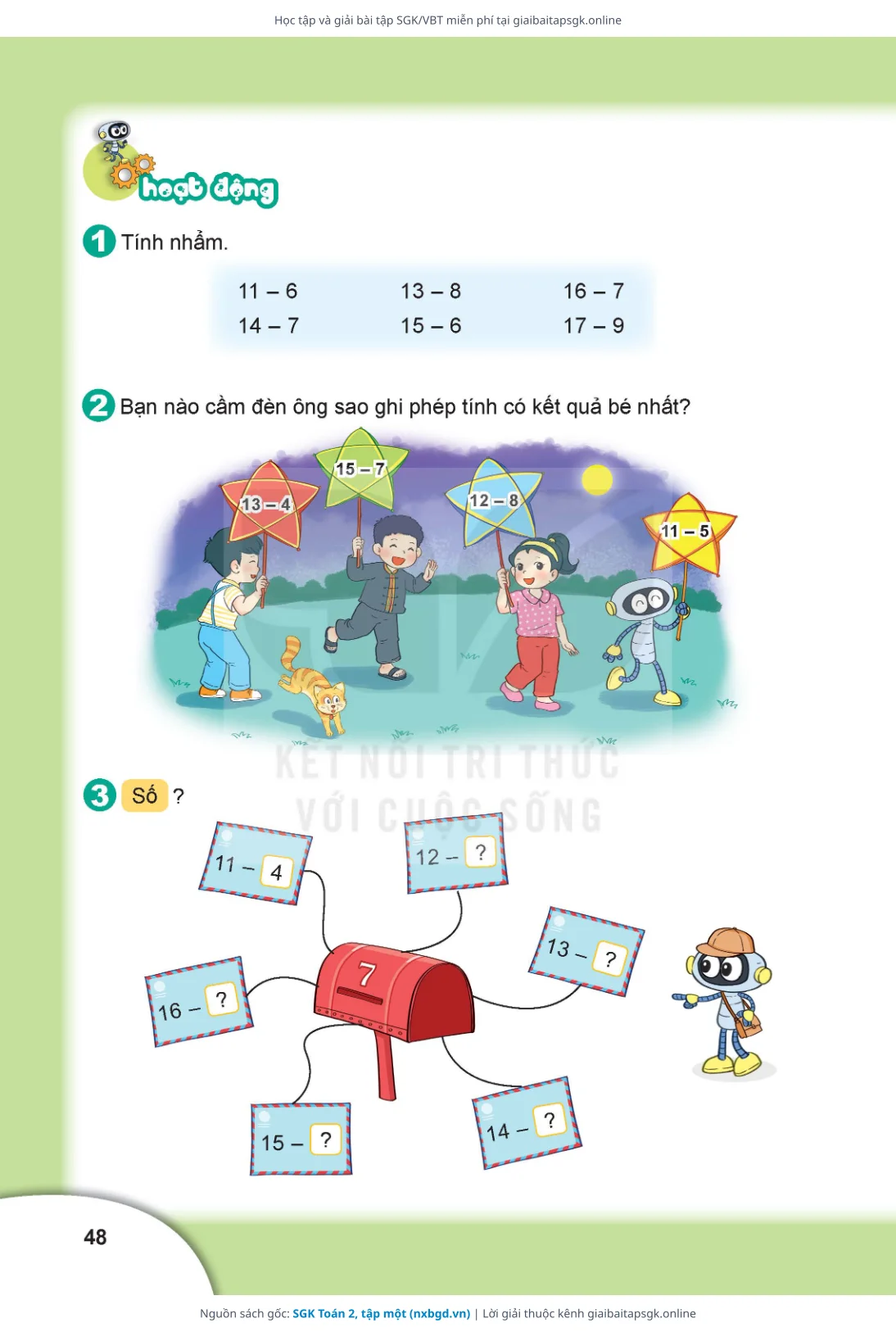 Trang 48 sách giáo khoa SGK Toán 2, tập một thu nhỏ