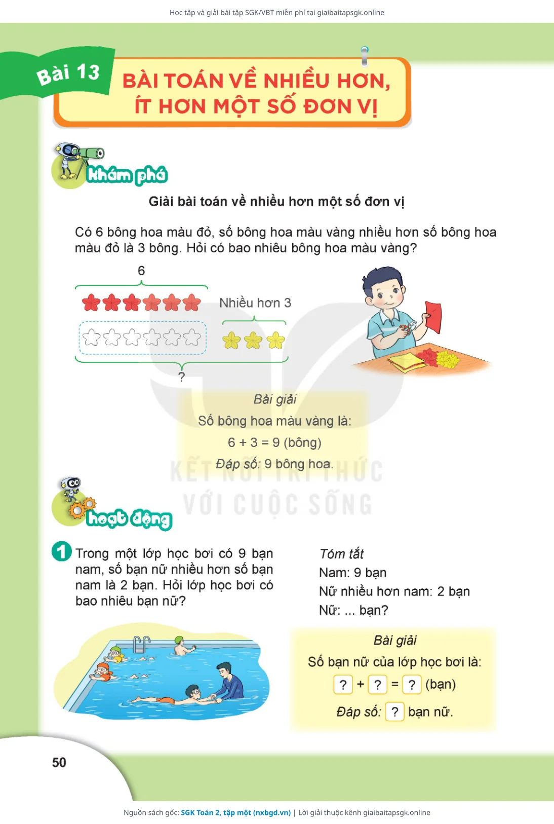 Trang 50 sách giáo khoa SGK Toán 2, tập một bản chuẩn