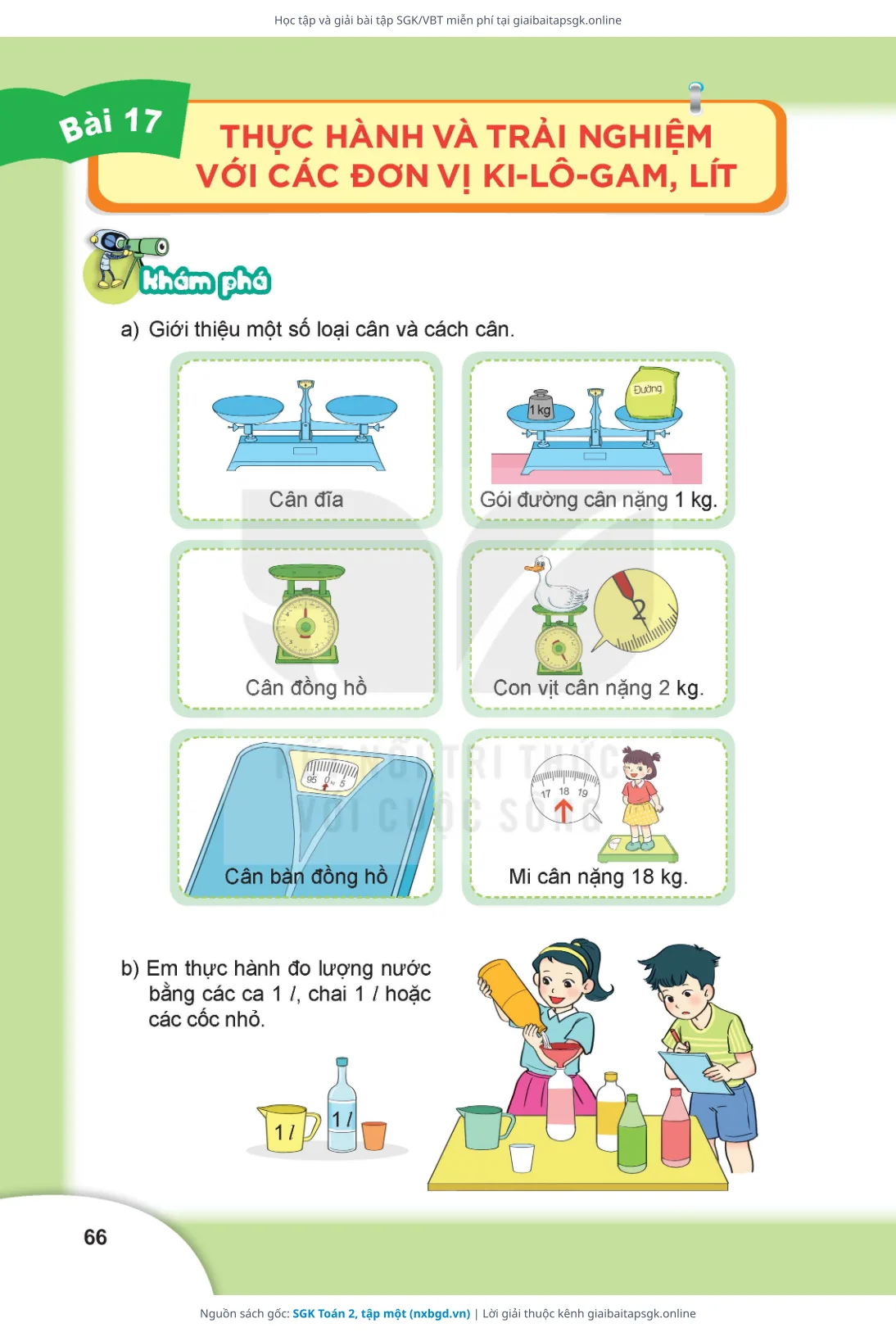 Trang 66 sách giáo khoa SGK Toán 2, tập một bản chuẩn