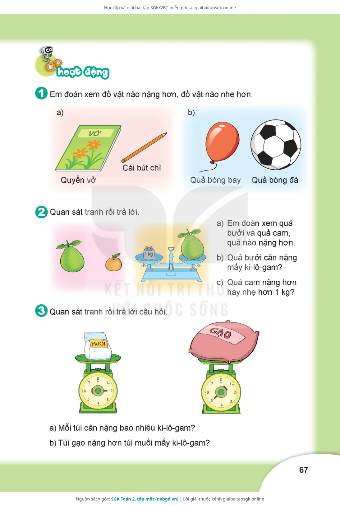 Trang 67 sách giáo khoa SGK Toán 2, tập một thu nhỏ