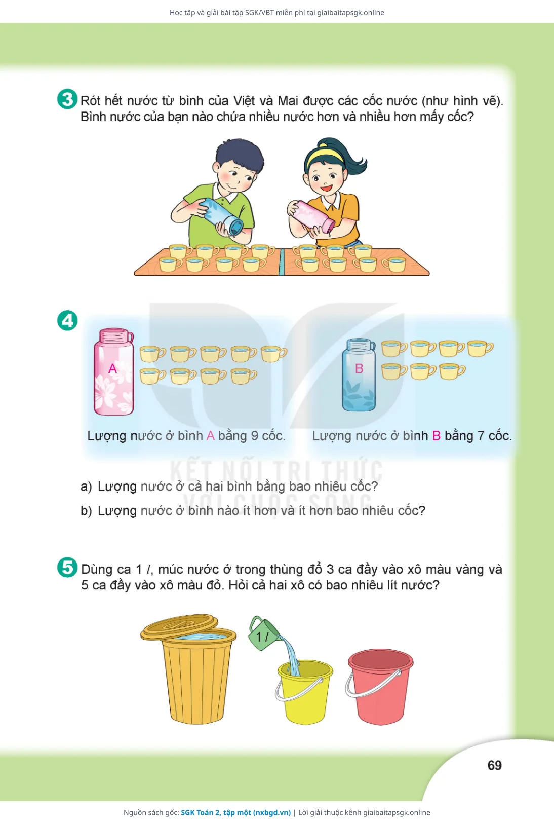 Trang 69 sách giáo khoa SGK Toán 2, tập một thu nhỏ